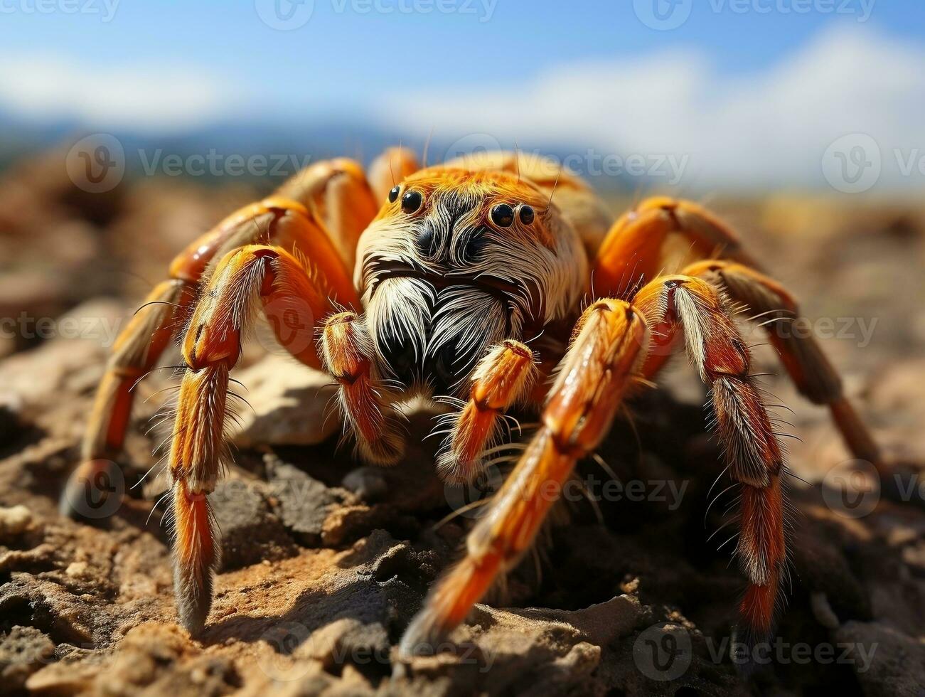 Close-up highly detailed MACRO shot of the spider generative ai photo