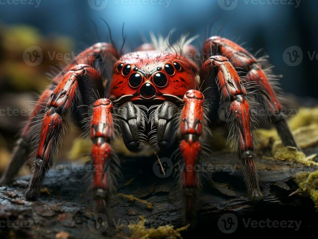 Close-up highly detailed MACRO shot of the spider generative ai photo