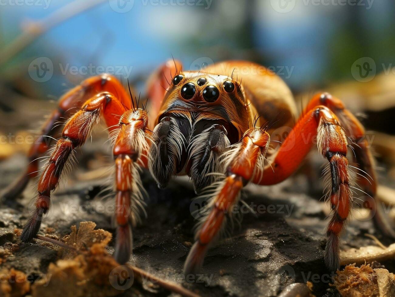 Close-up highly detailed MACRO shot of the spider generative ai photo