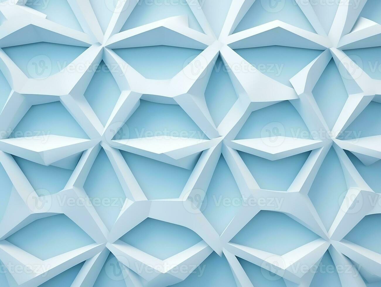 Beautiful futuristic Geometric background textured intricate 3D wall in light blue and white tones generative ai photo