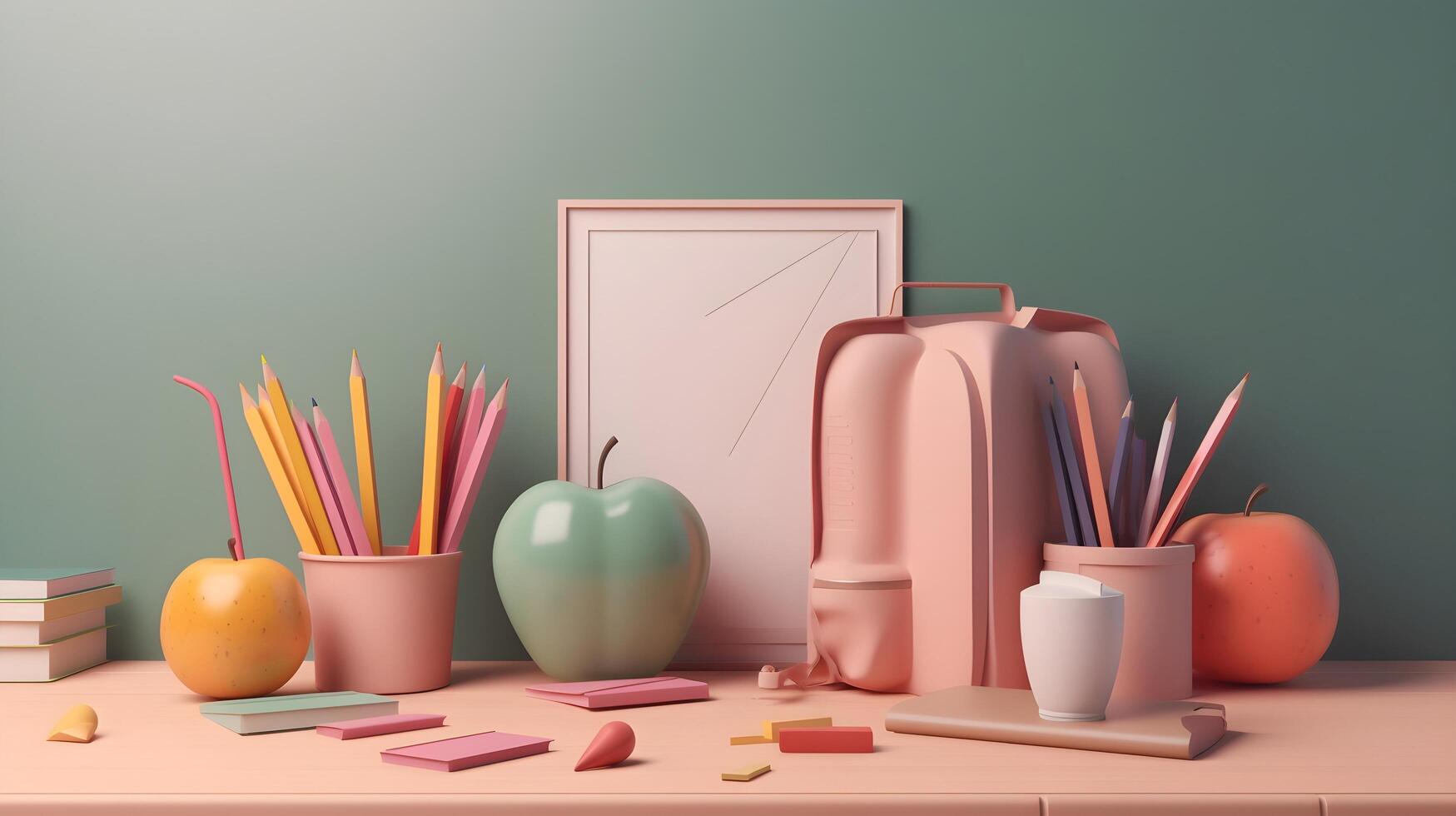 Vibrant Inspiration. Visually Appealing 3D Illustration Template for Back to School. photo