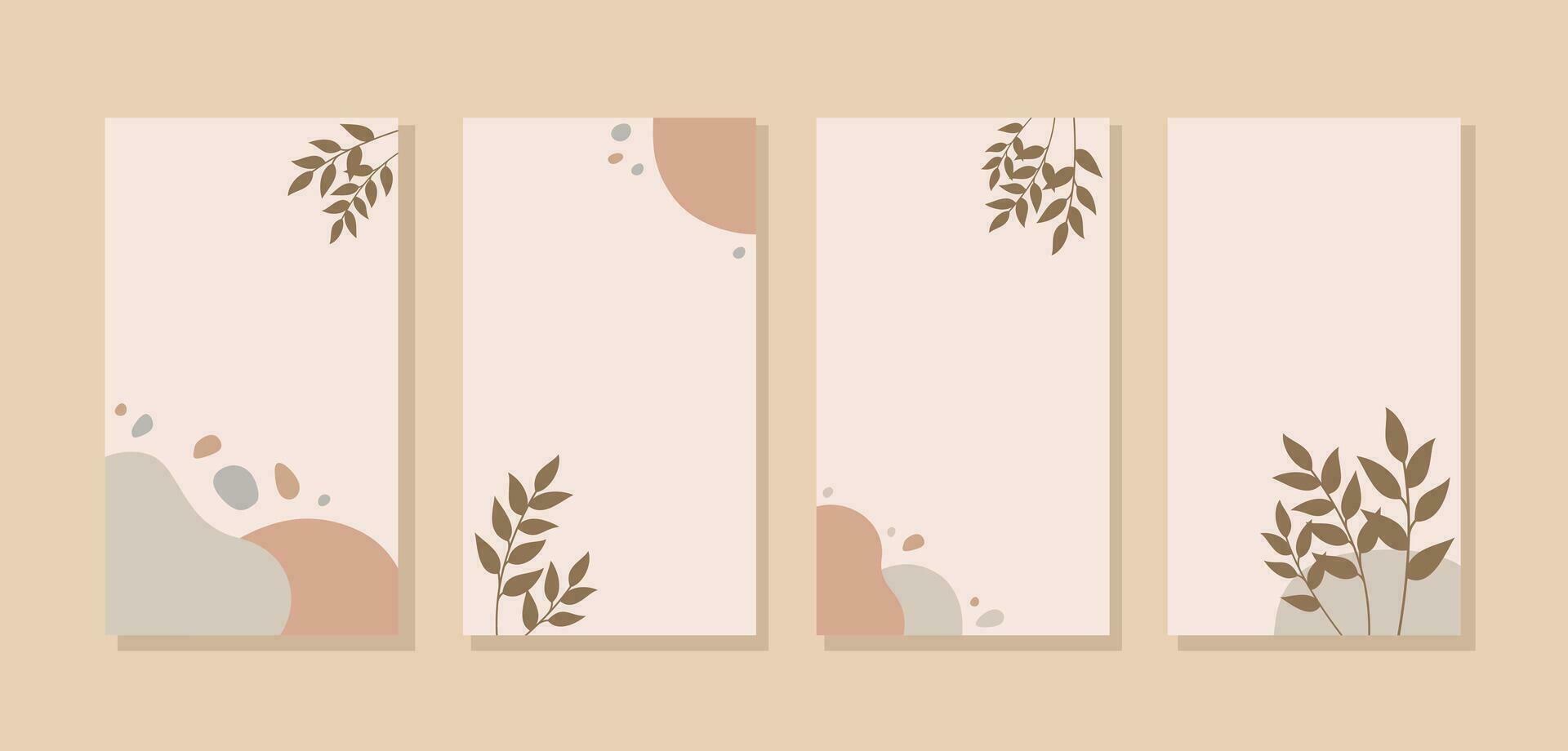 Illustration Vector Graphic of Aesthetic Background Templates. Simple and Modern Style with Copy Space for Text. Good for Wedding Invitation Backgrounds and Frames, Social Media Stories Background.