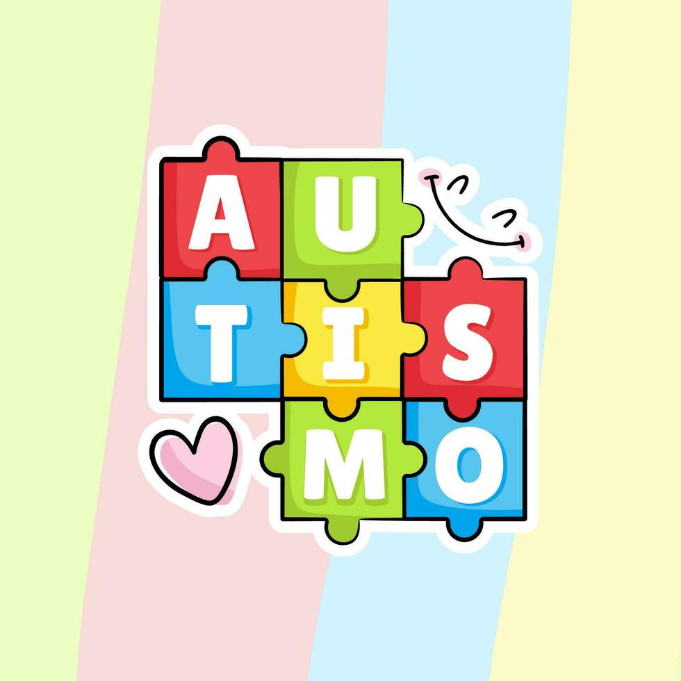 A puzzle with the word autism on it vector