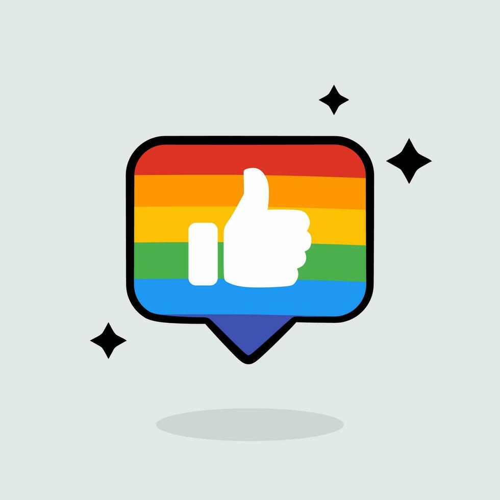 A rainbow colored sign that says like like a thumb up - LGBTQIAP vector