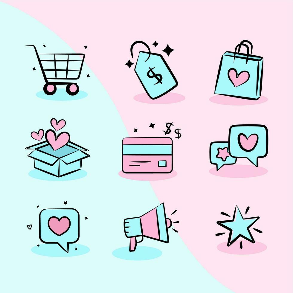 Icons set for online stores. Icons for website, ordering, shopping, location, payment. Icons for ecommerce vector