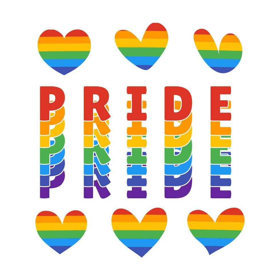 A rainbow pride heart with rainbow hearts and the word pride on it - LGBTQIAP vector
