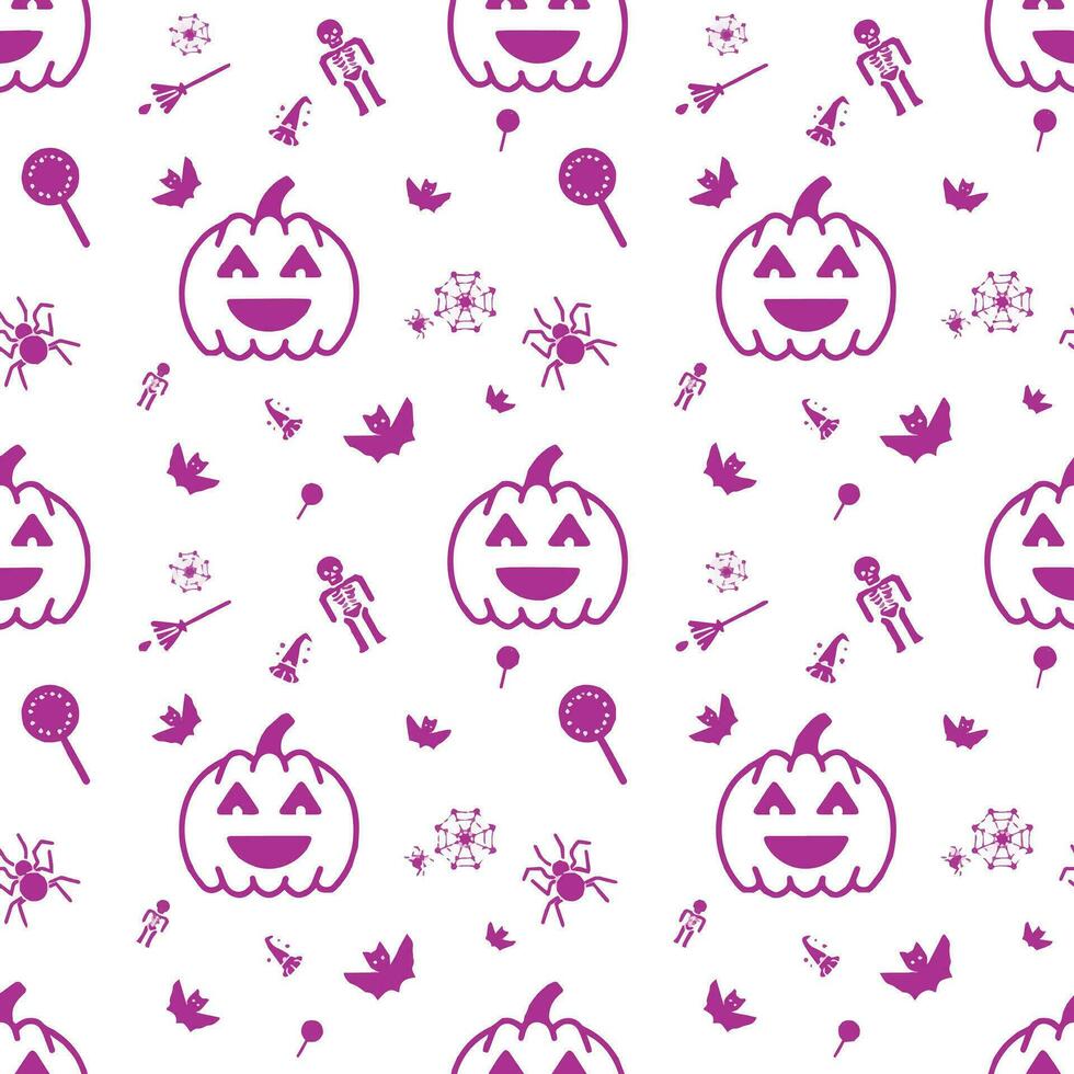 Halloween elements vector art seamless pattern