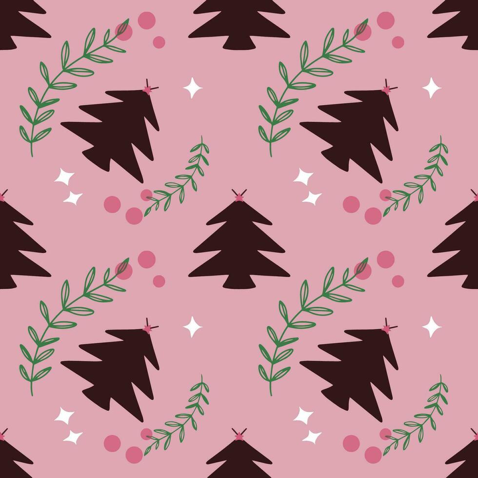 Christmas Tree vector art seamless pattern