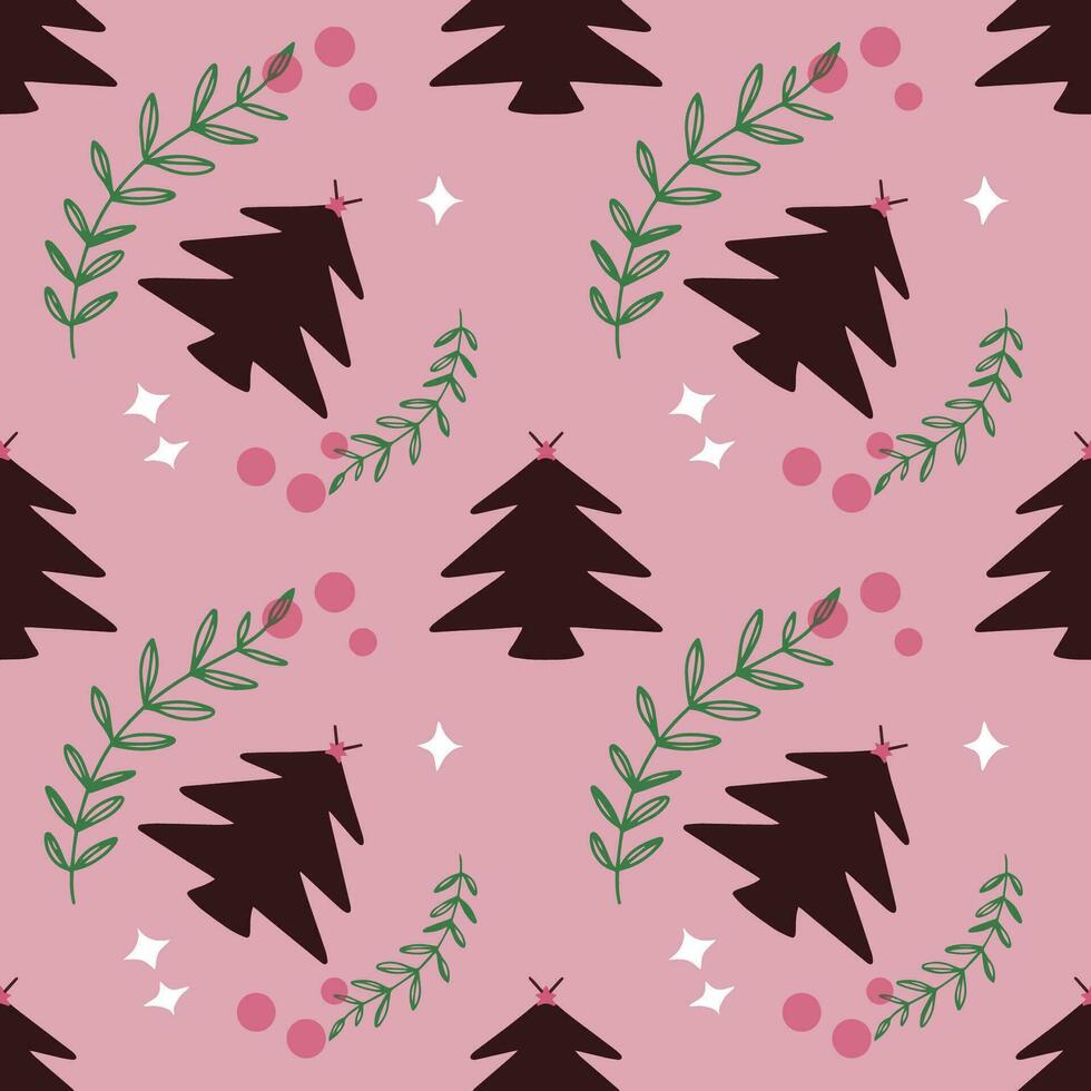 Christmas Tree vector art seamless pattern