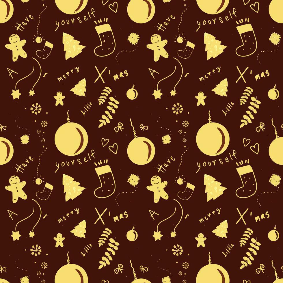 Christmas element vector art seamless pattern