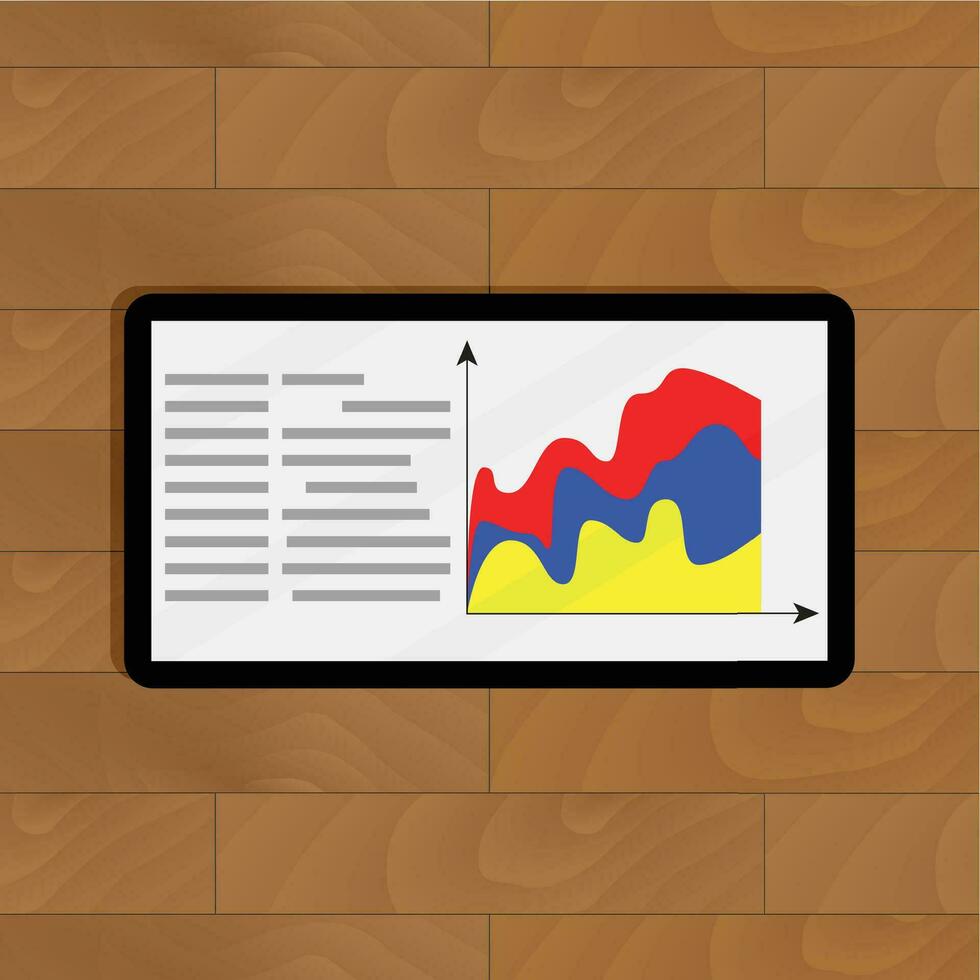 Layer chart on tablet. Color chart information, vector illustration