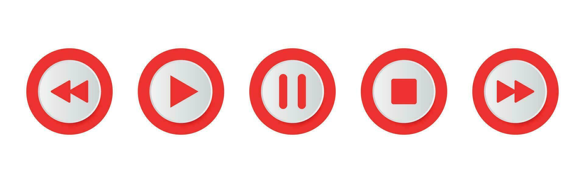 Play, Pause, Next, Previous And Stop Button Set, Multimedia Player Icon, Music Elements Design, Media Player Button, Play Back Symbol Vector Illustration