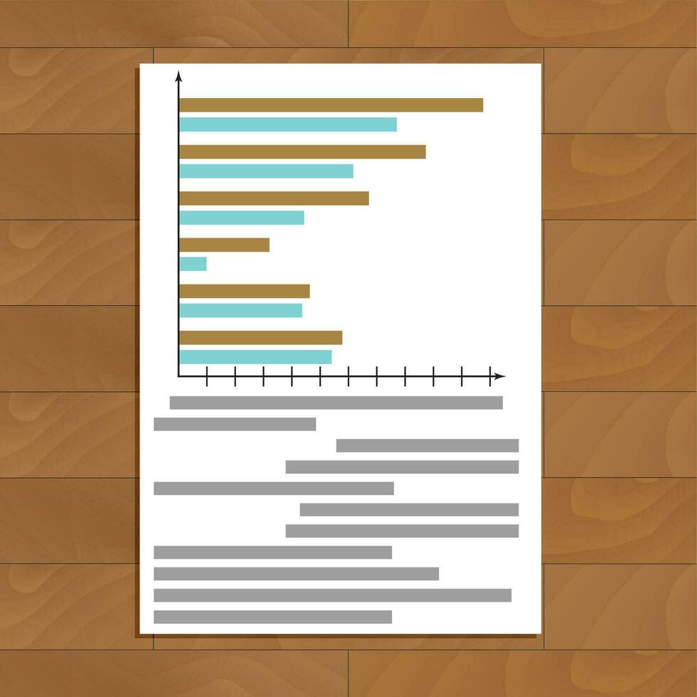 Chart and graphic. Infograph and infochart on paper. Vector illustration