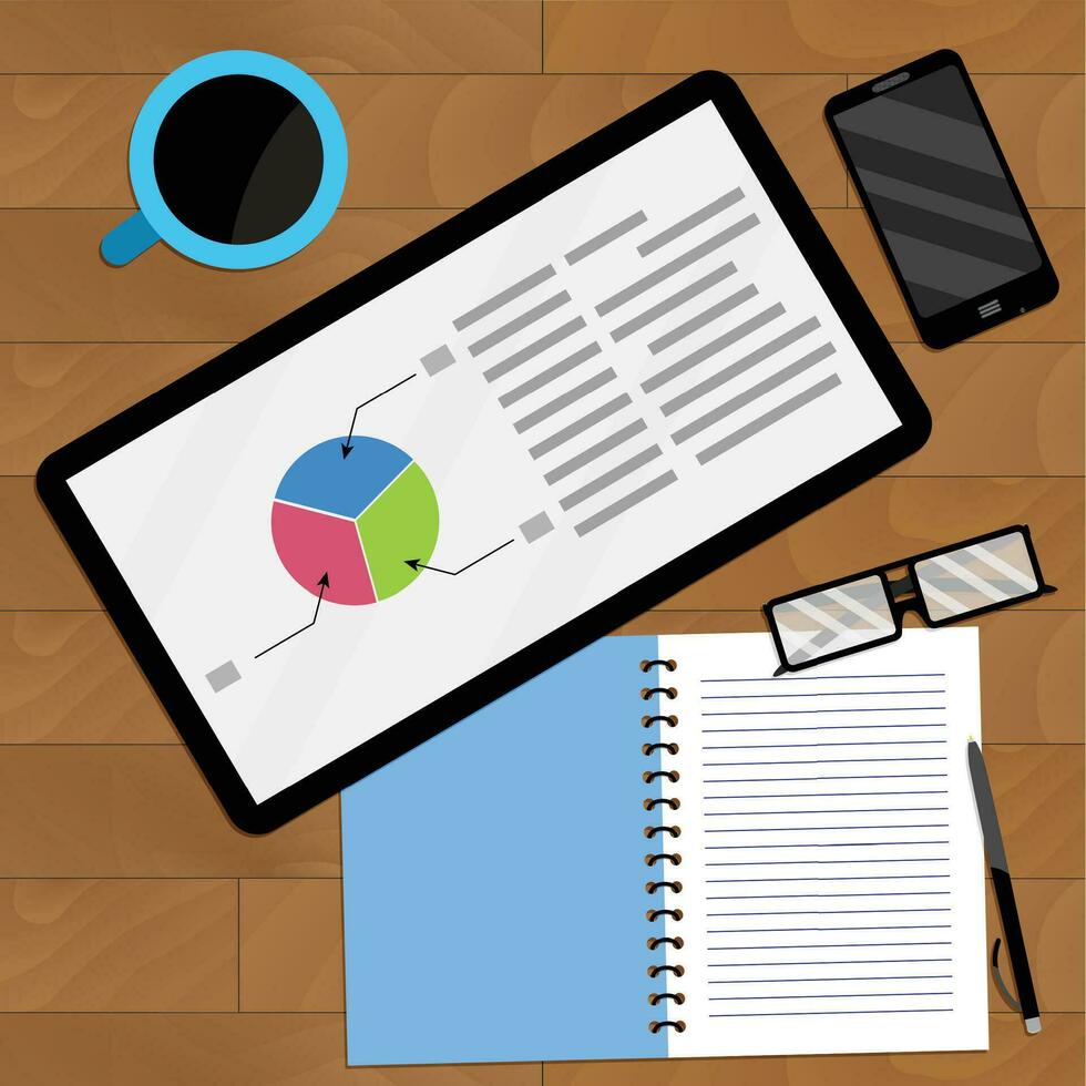 Planning annual diagram and graph, vector finance report statistic illustration