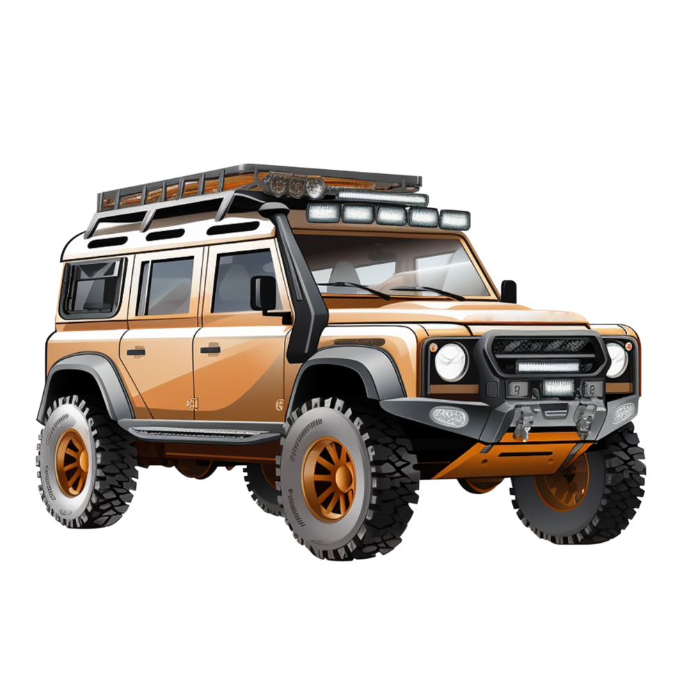 aus Straße Auto Schmutz Auto Jeep suv aus Straße Fahrzeug 4x4 vier Rad Fahrt schmutzig Auto Land Kreuzer png transparent Hintergrund ai generiert