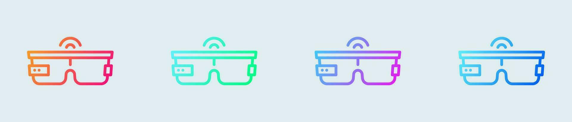 Smart goggles line icon in gradient colors. Future technology signs vector illustration.