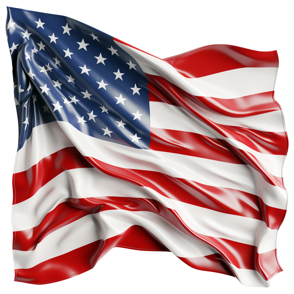 USA flagga png amerikan flagga png de flagga av de förenad stater av Amerika png transparent bakgrund flagga USA png oss flagga på Pol USA flagga på de flaggstänger ai genererad