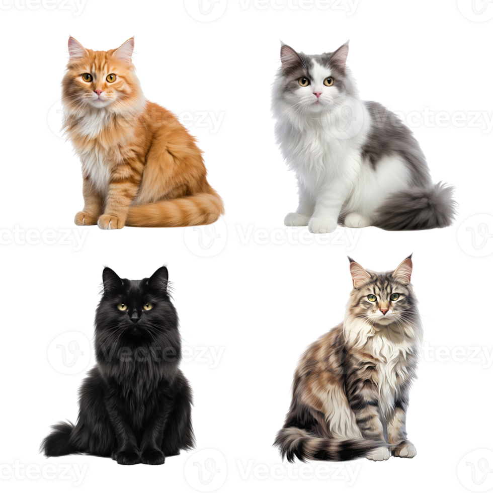 Beautiful cute cat collection isolated on transparent background. ai generated png