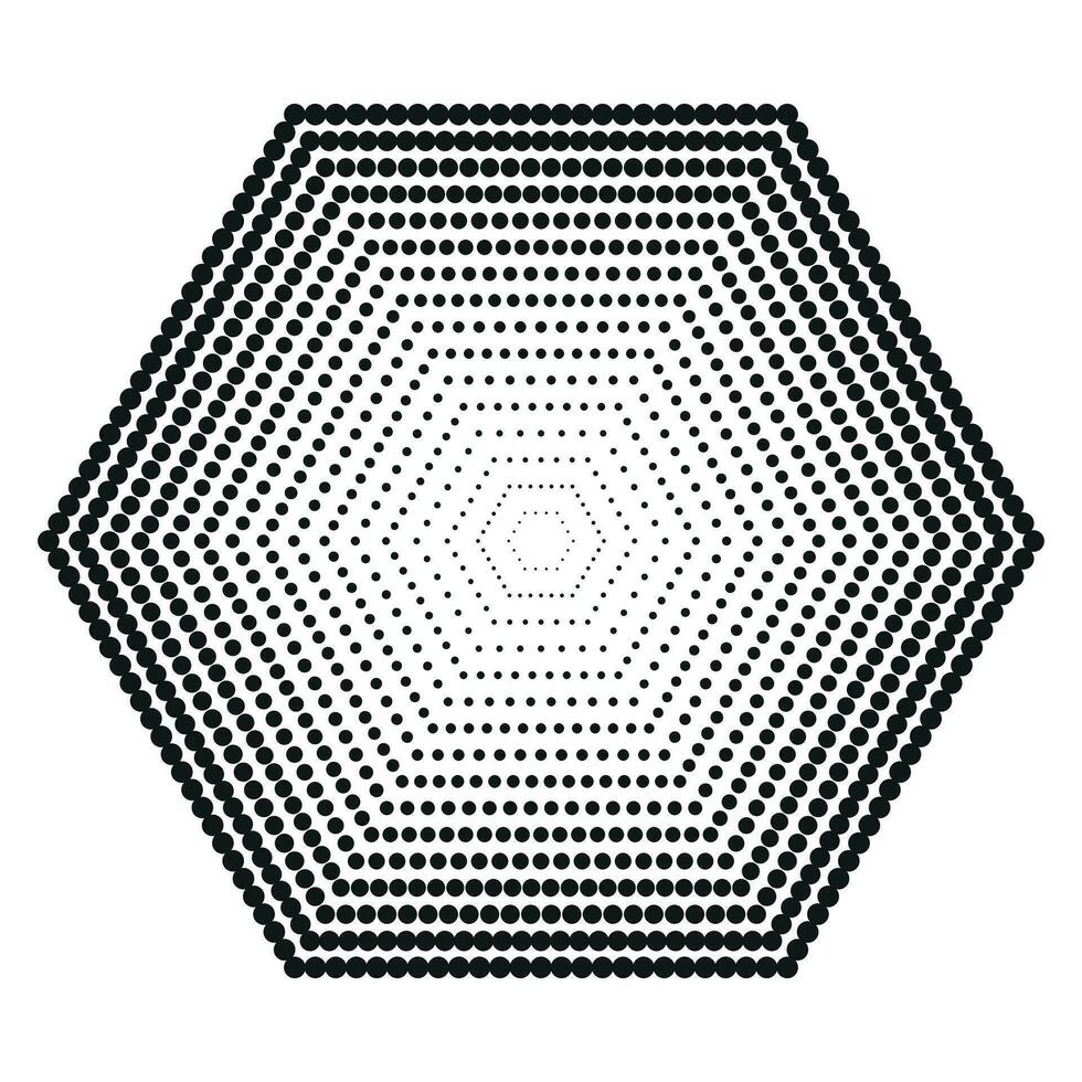 Halftone polygons, halftone dots pattern. Vector halftone geometric dots.