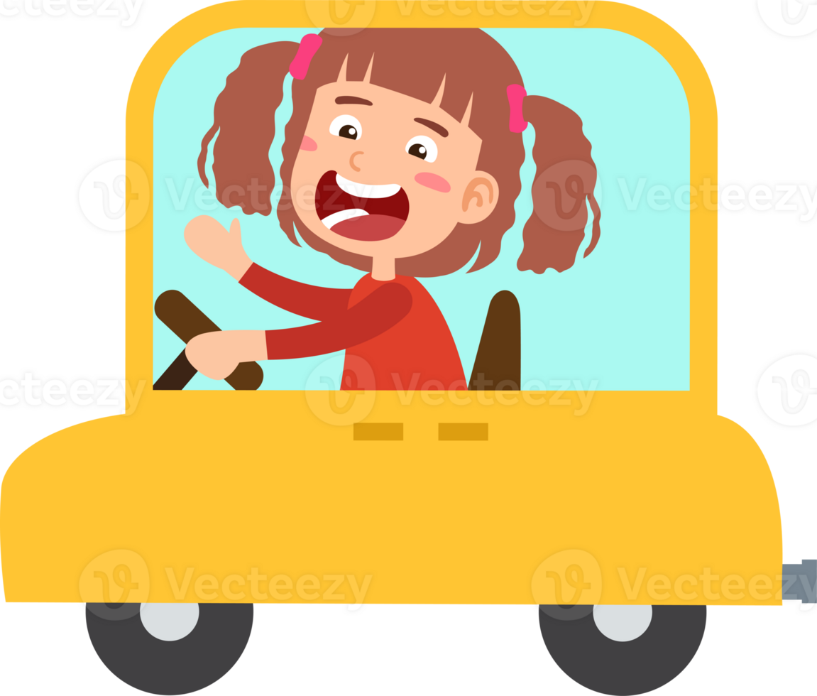 kid girl driving car png