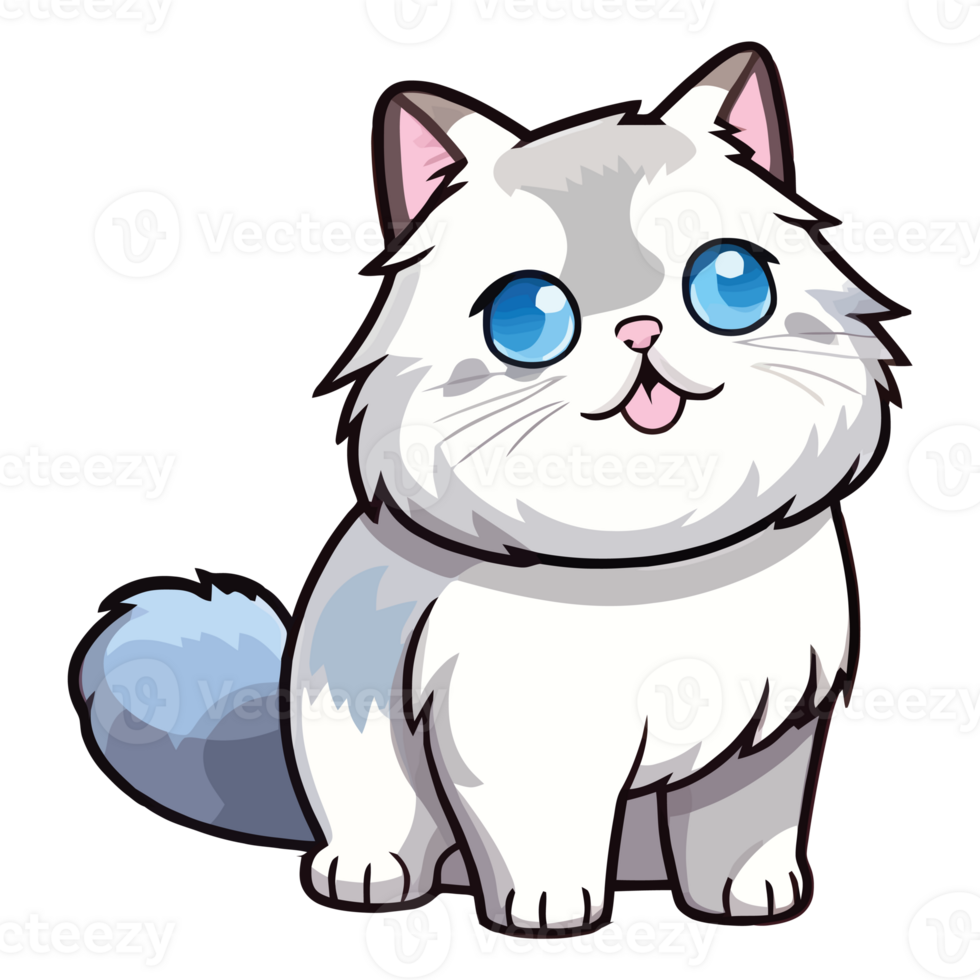 Whimsical Ragdoll Cat 2D Illustration Adorable Feline with a Playful