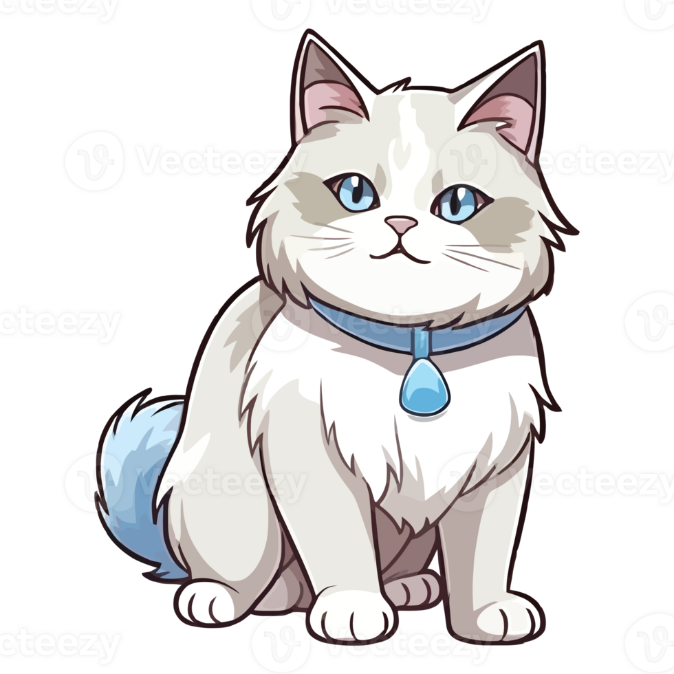 Whimsical Ragdoll Cat 2D Illustration Adorable Feline with a Playful