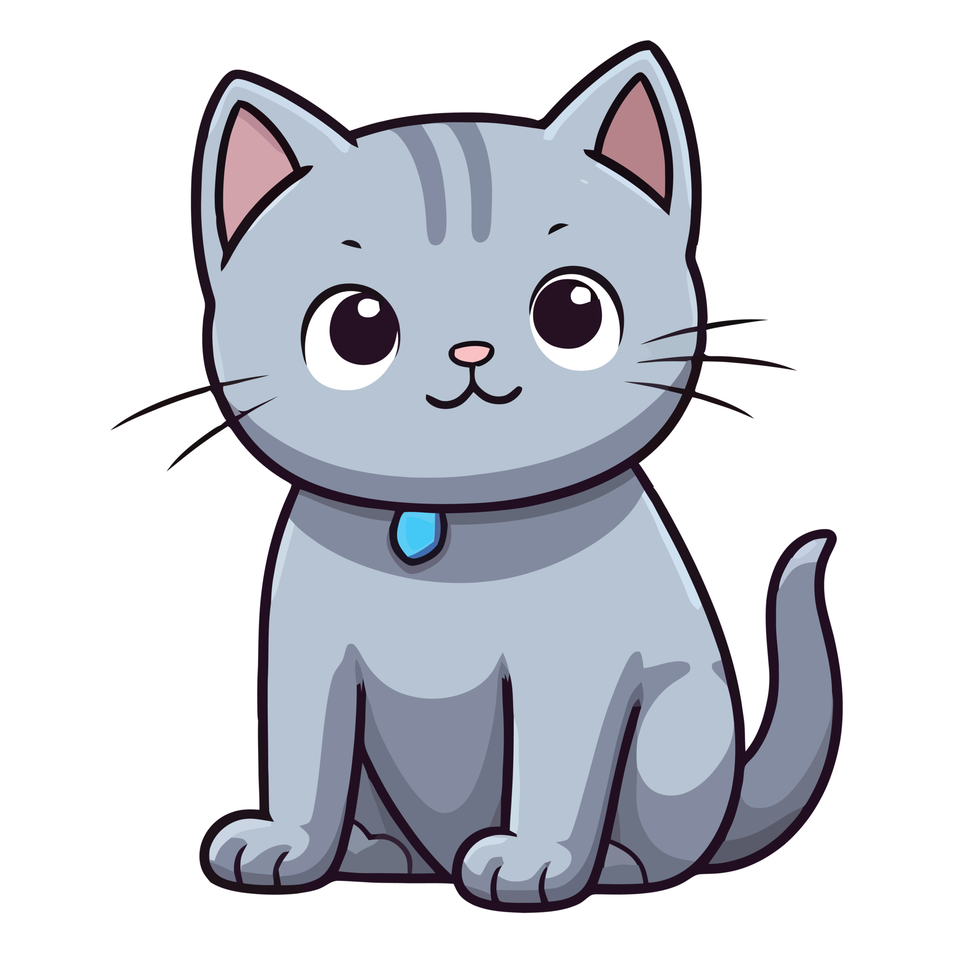 Charming Russian Blue Cat in a Delightful 2D Illustration with ...