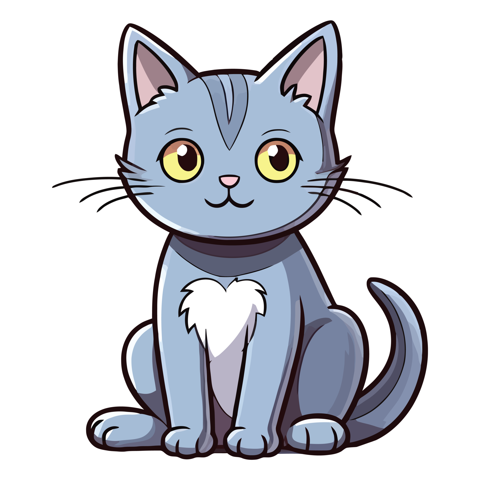 Charming Russian Blue Cat in a Delightful 2D Illustration with ...