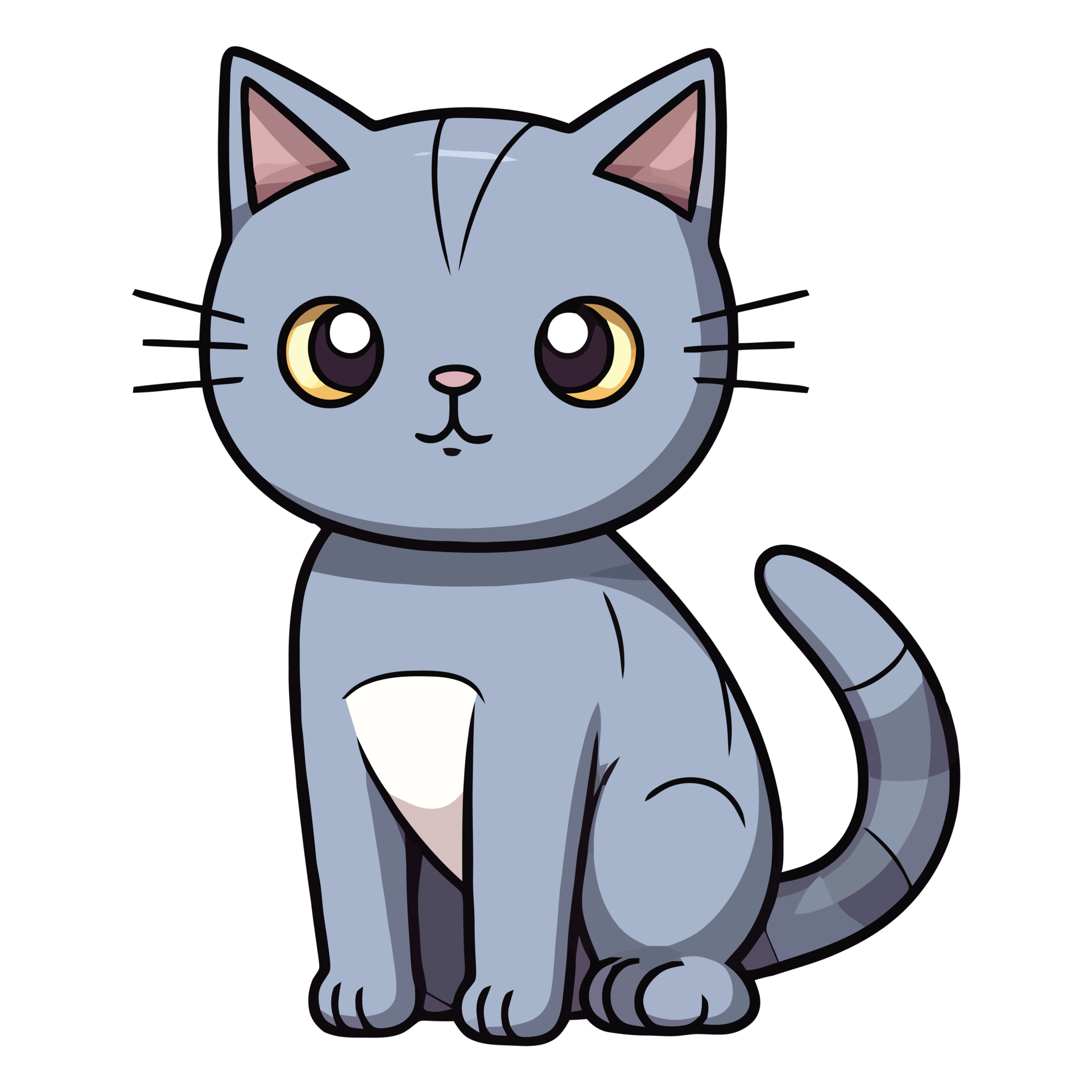 Charming Russian Blue Cat in a Delightful 2D Illustration with ...