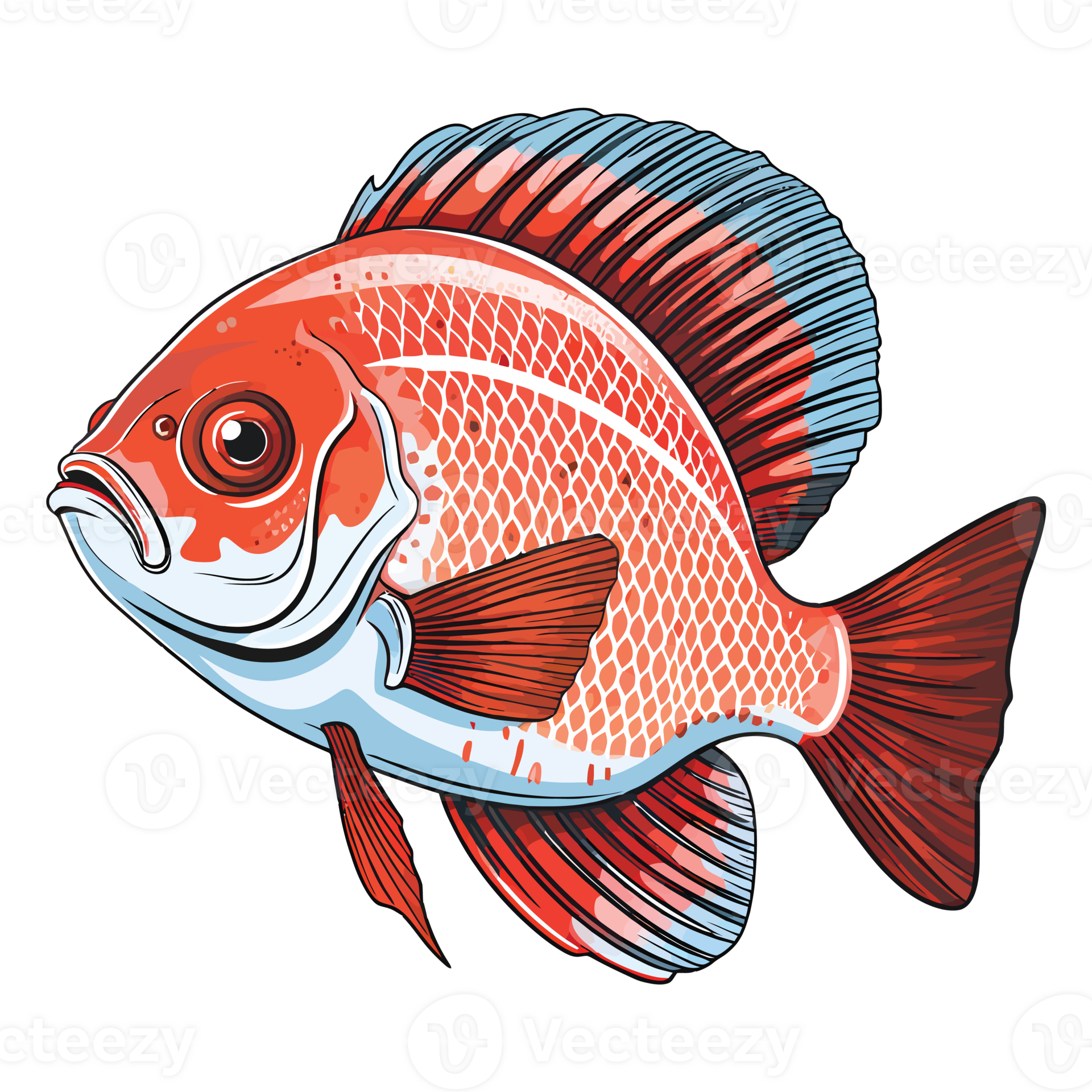 EyeCatching Aquatic Art Red Discus Fish Brought to Life in 2D