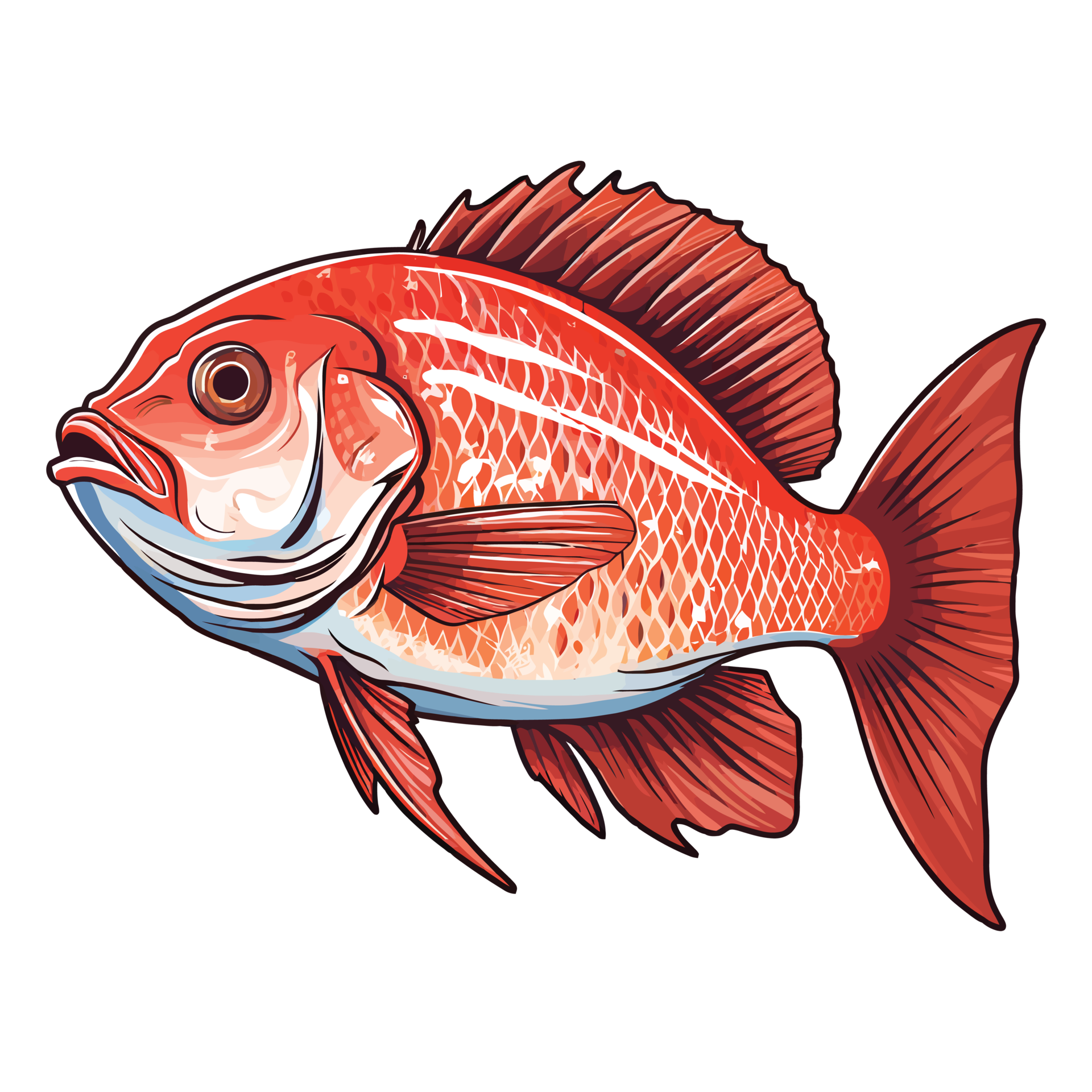 EyeCatching Aquatic Art Red Discus Fish Brought to Life in 2D