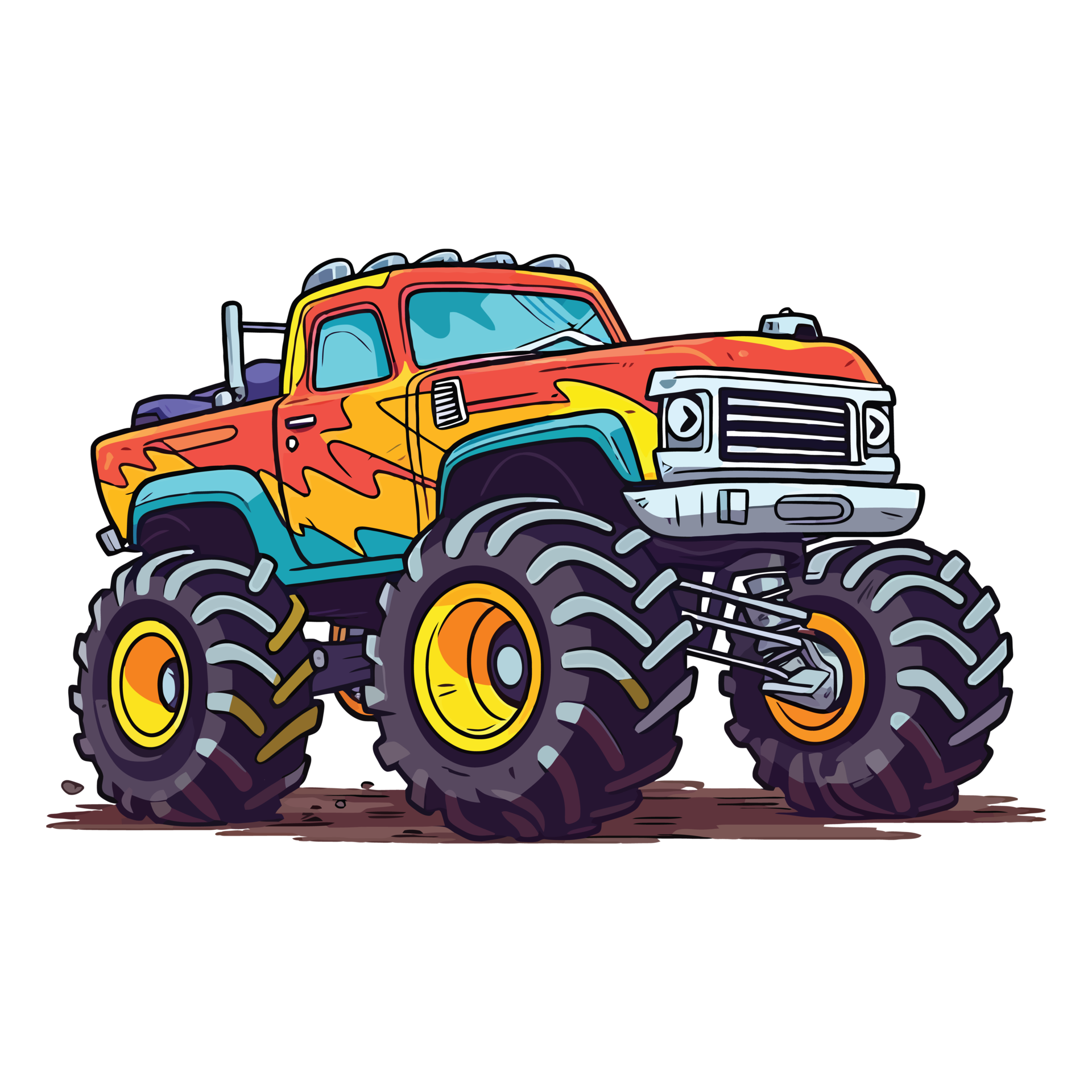 Colorful Monster Truck PNG Monster Truck Cartoon PNG 