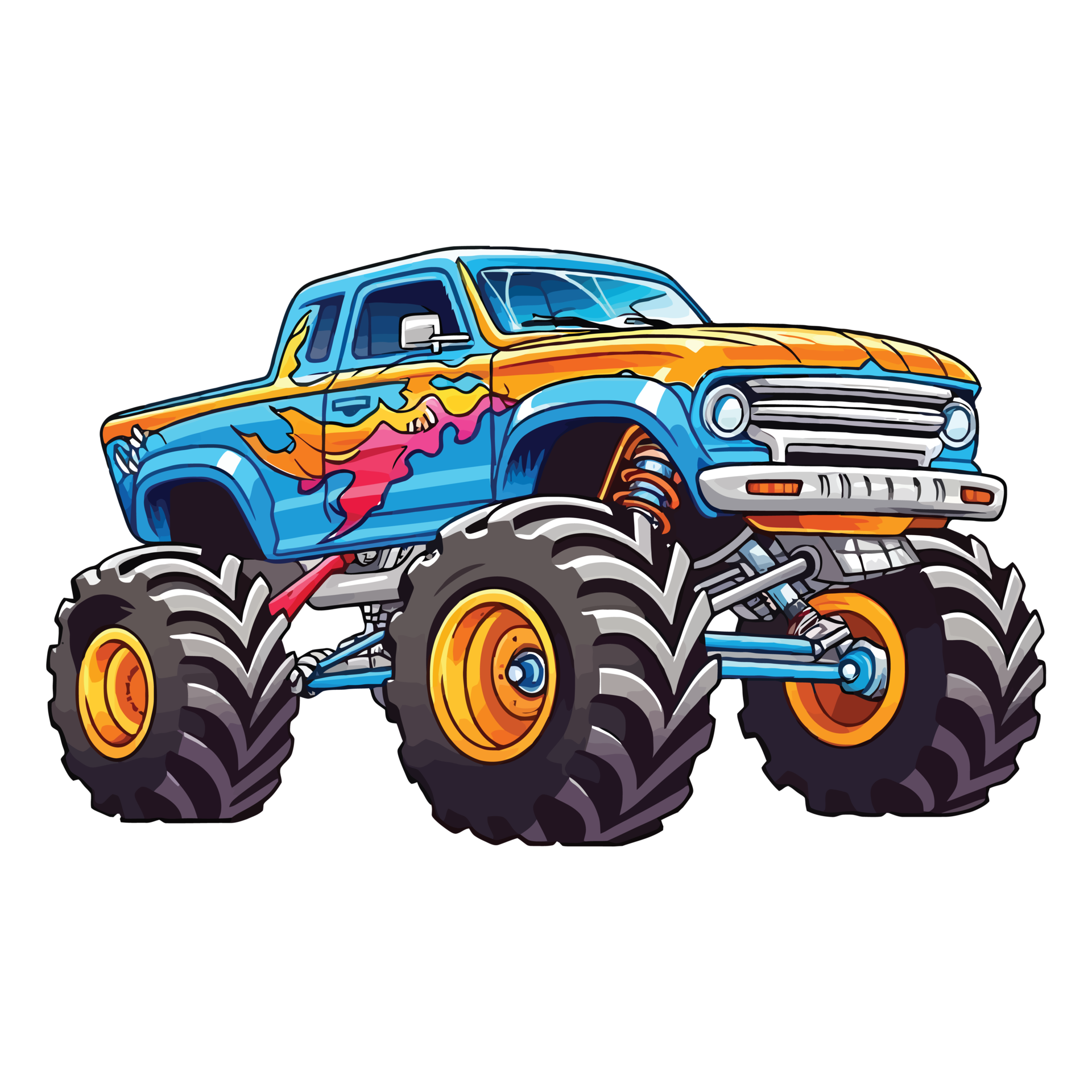 Monster Truck Bright Colorful Cartoon Auto Big Wheels Heavy Car Stock  Vector by ©Designer_things 587169284