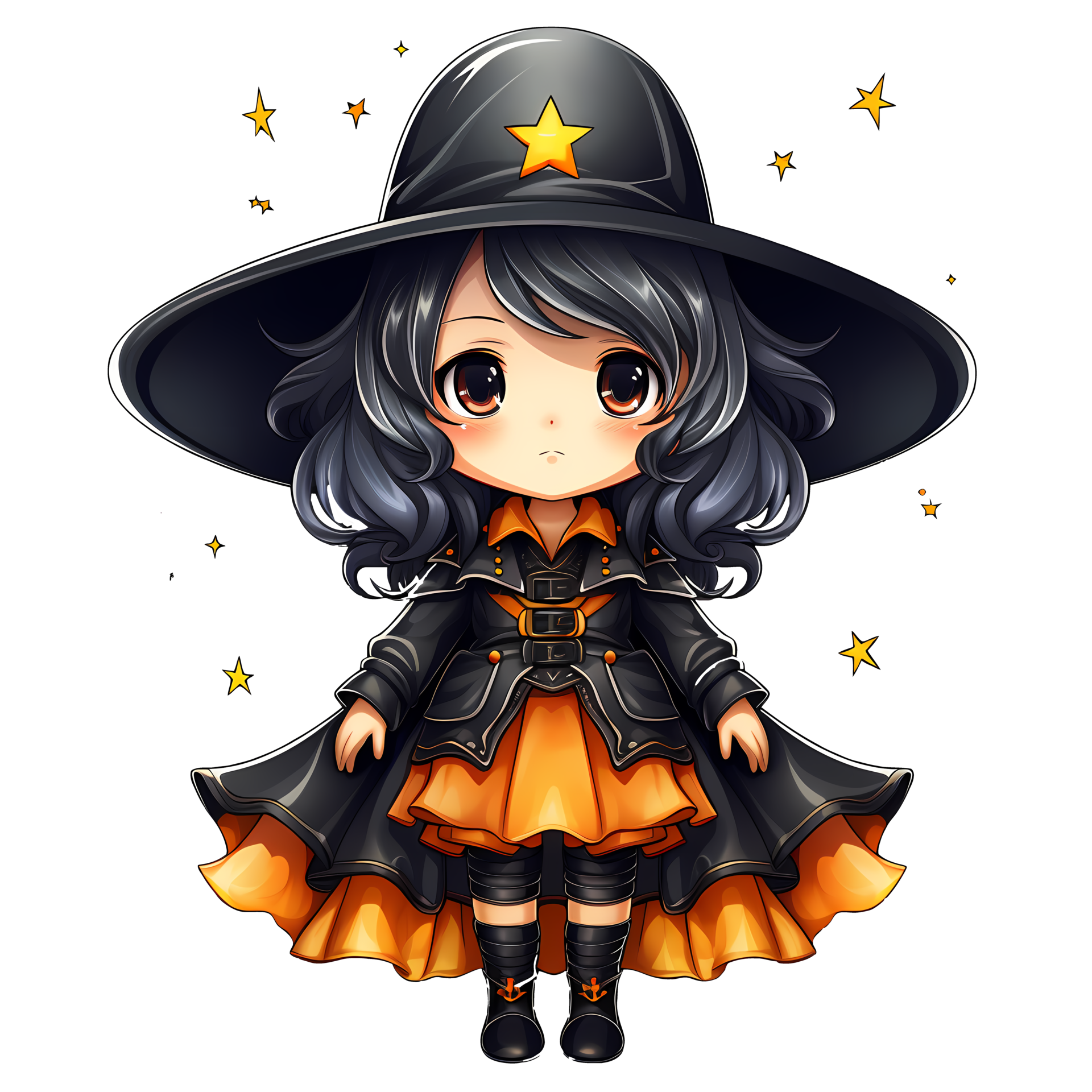 Cute Halloween Witch 2D Illustration AI Generative 27235317 PNG