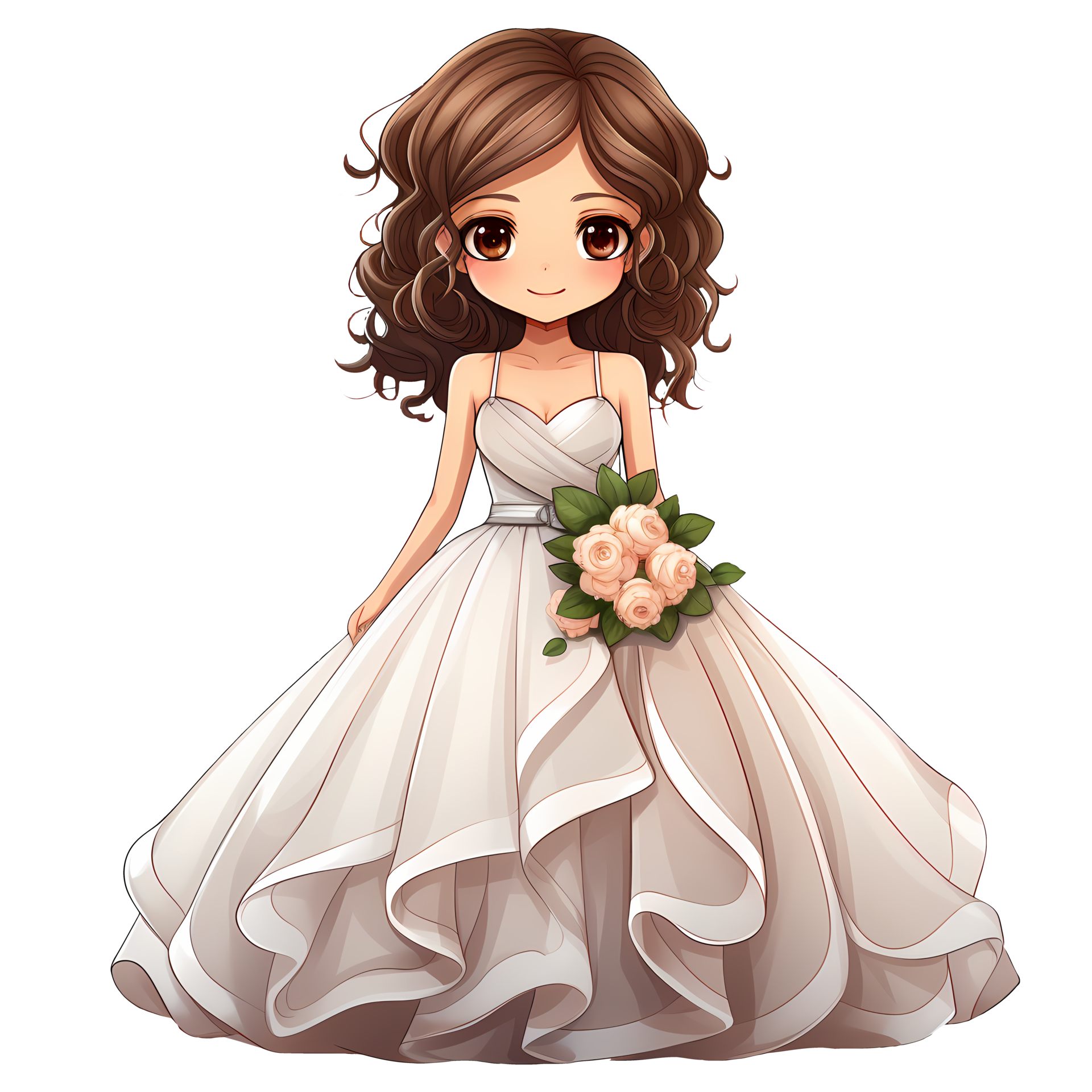 Adorable model girl in wedding dress posing. Vector illustration in flat  style 14493778 Vector Art at Vecteezy