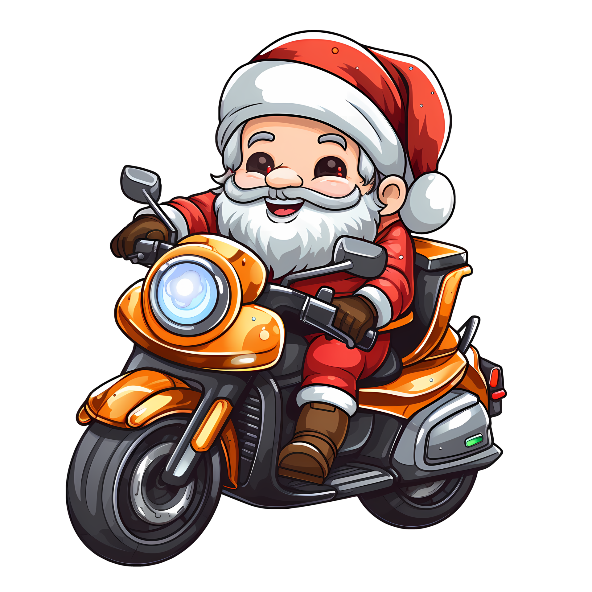 Santa Claus Riding Motorcycle Clipart AI Generative 27235702 PNG