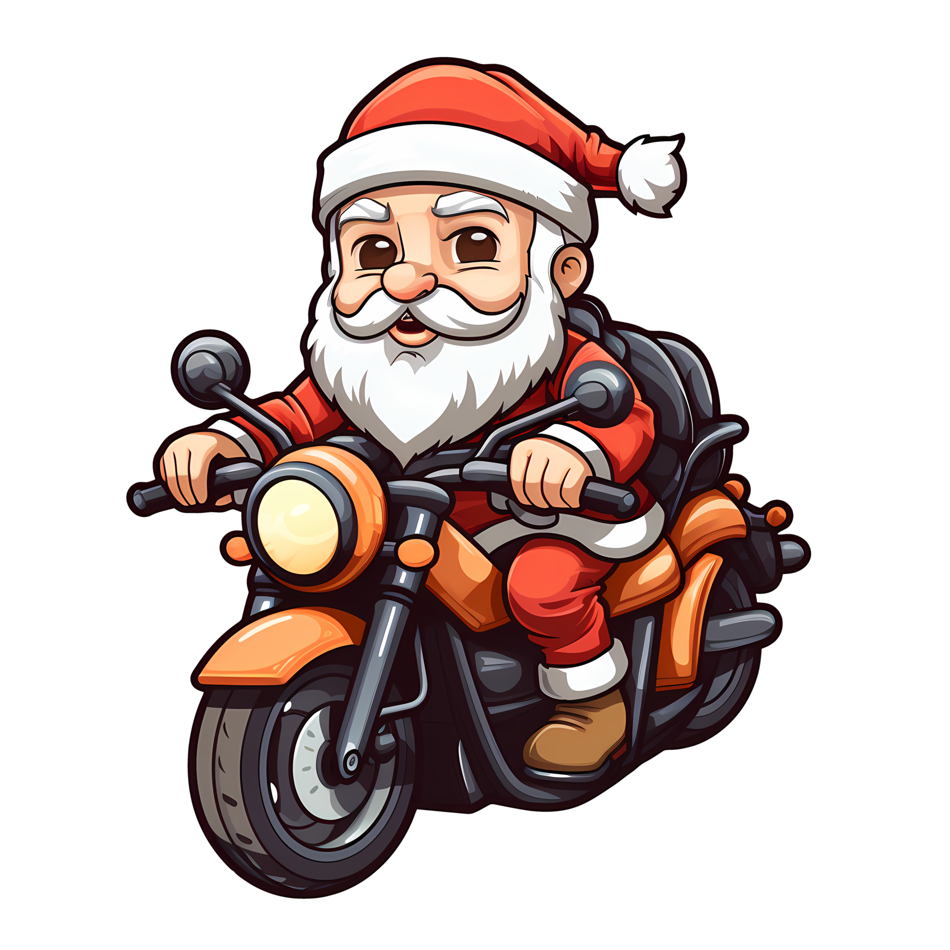 Santa Claus Riding Motorcycle Clipart AI Generative 27235707 PNG