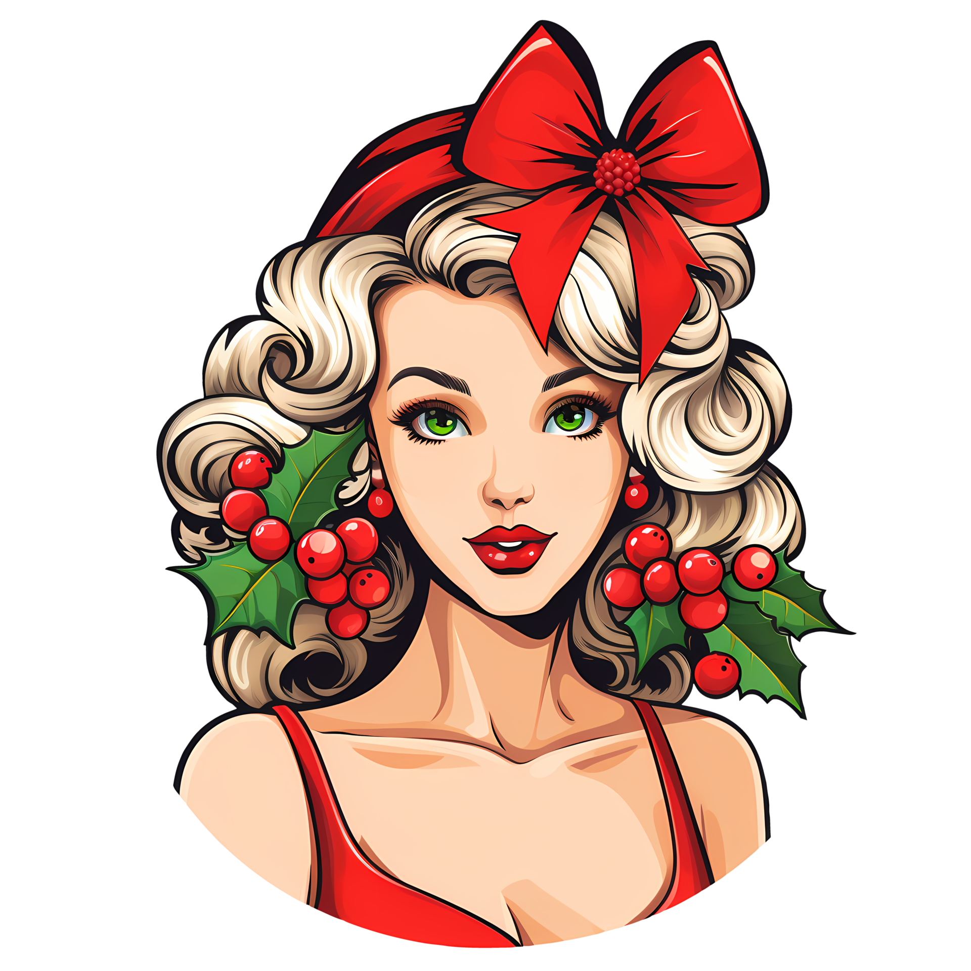 Vintage Pin Up Christmas Girl Clipart AI Generative 27235801 PNG