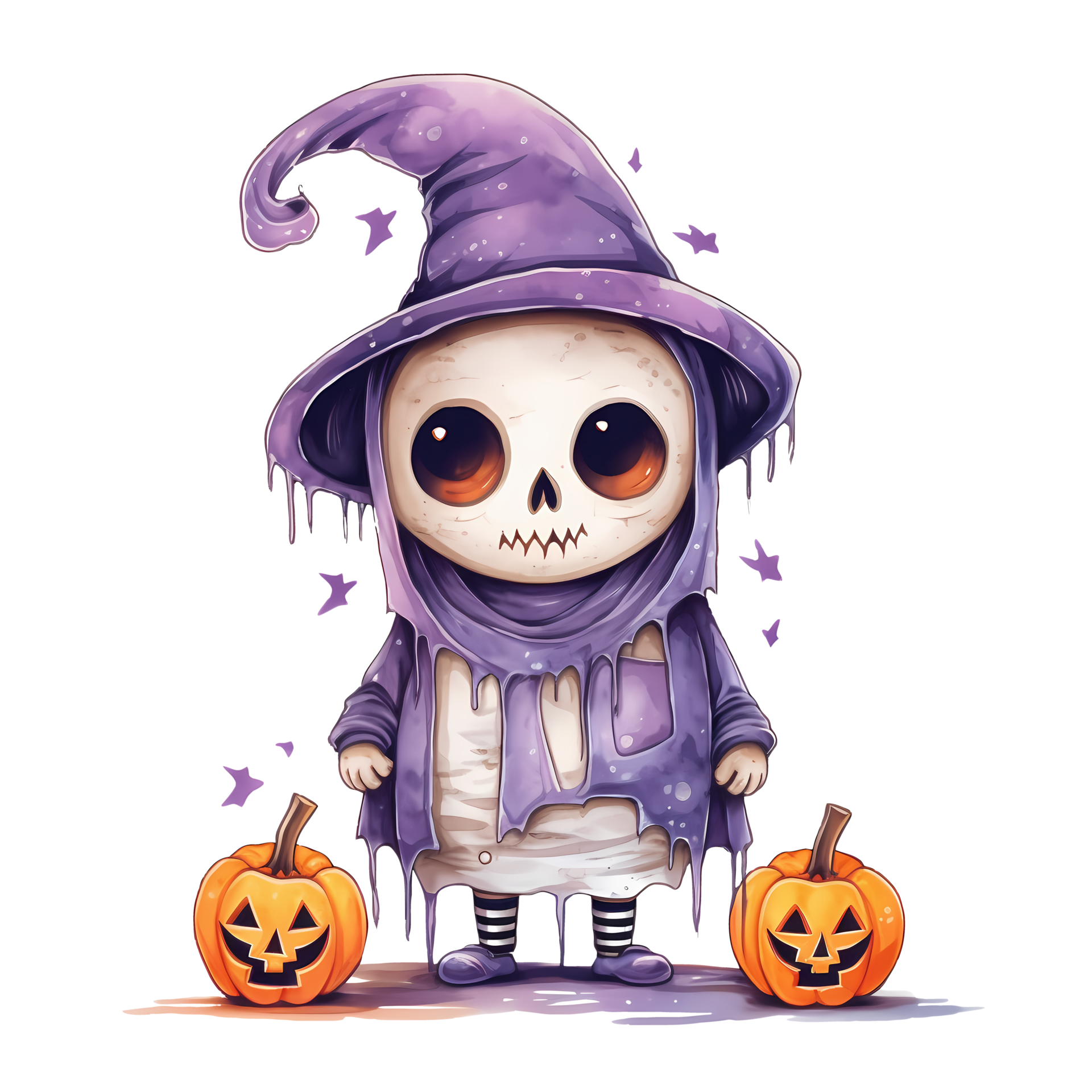 Cute Halloween Watercolor Clipart AI Generative 27235845 PNG