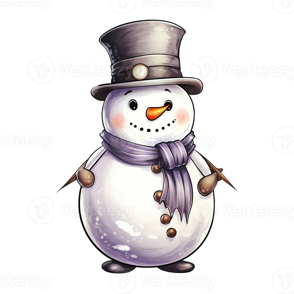 Cute Funny Snowman Watercolor Clipart AI Generative 27235873 PNG