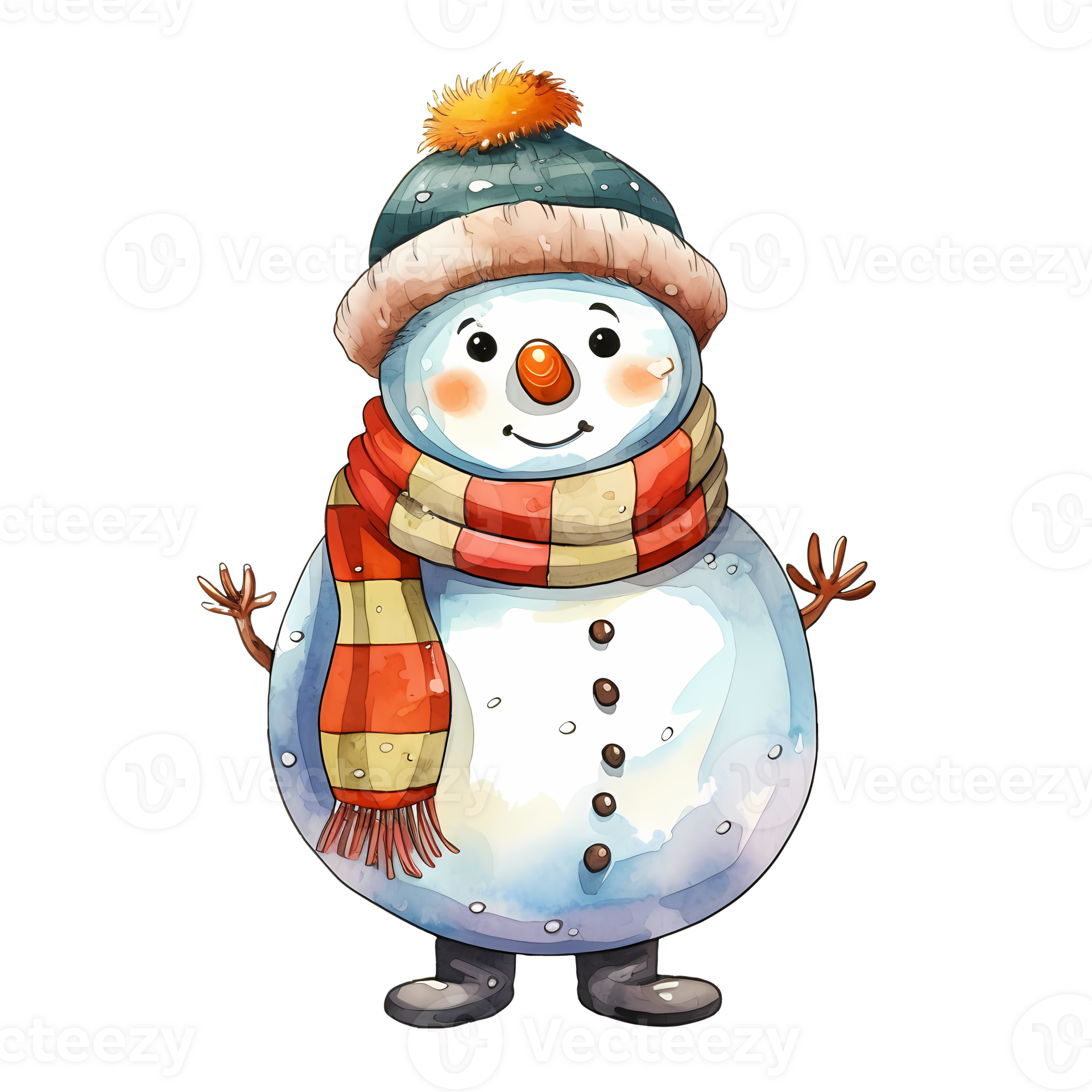 Cute Funny Snowman Watercolor Clipart AI Generative 27235885 PNG