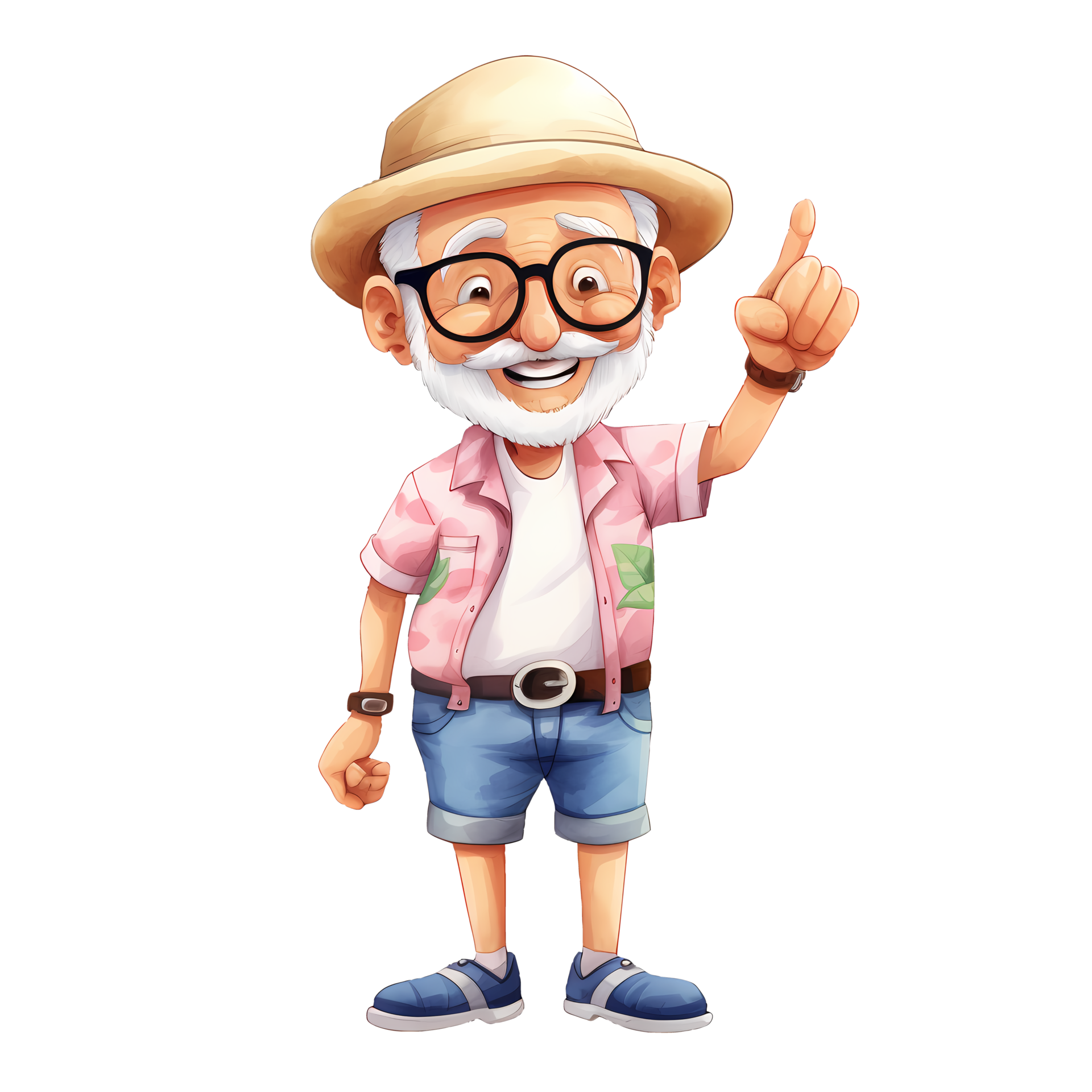 Cute Funny Summer Grandpa Watercolor AI Generative 27236084 PNG