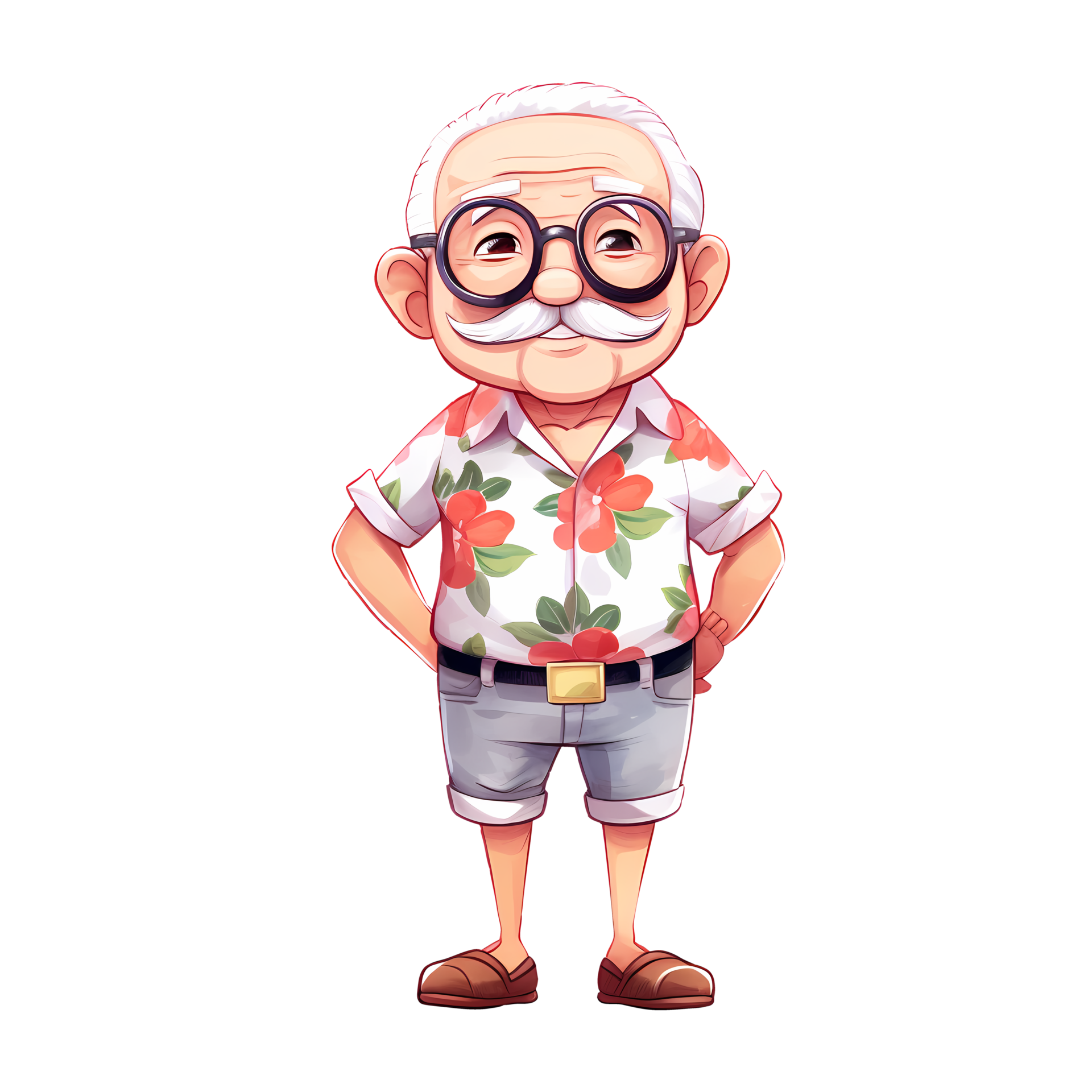 Cute Funny Summer Grandpa Watercolor AI Generative 27236089 PNG