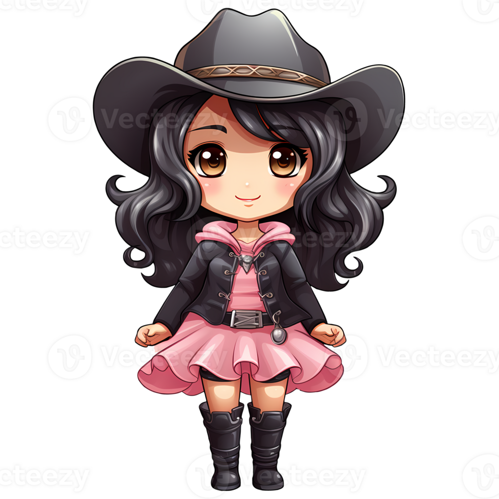 kawaii chibi menina vaqueiro ilustração ai generativo 27236440 PNG