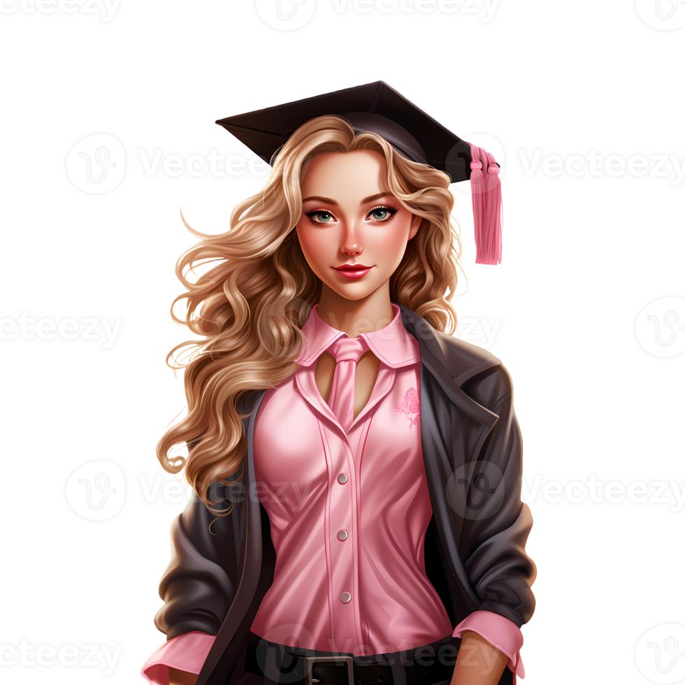 Cute Girl Graduating Illustration AI Generative 27236645 PNG