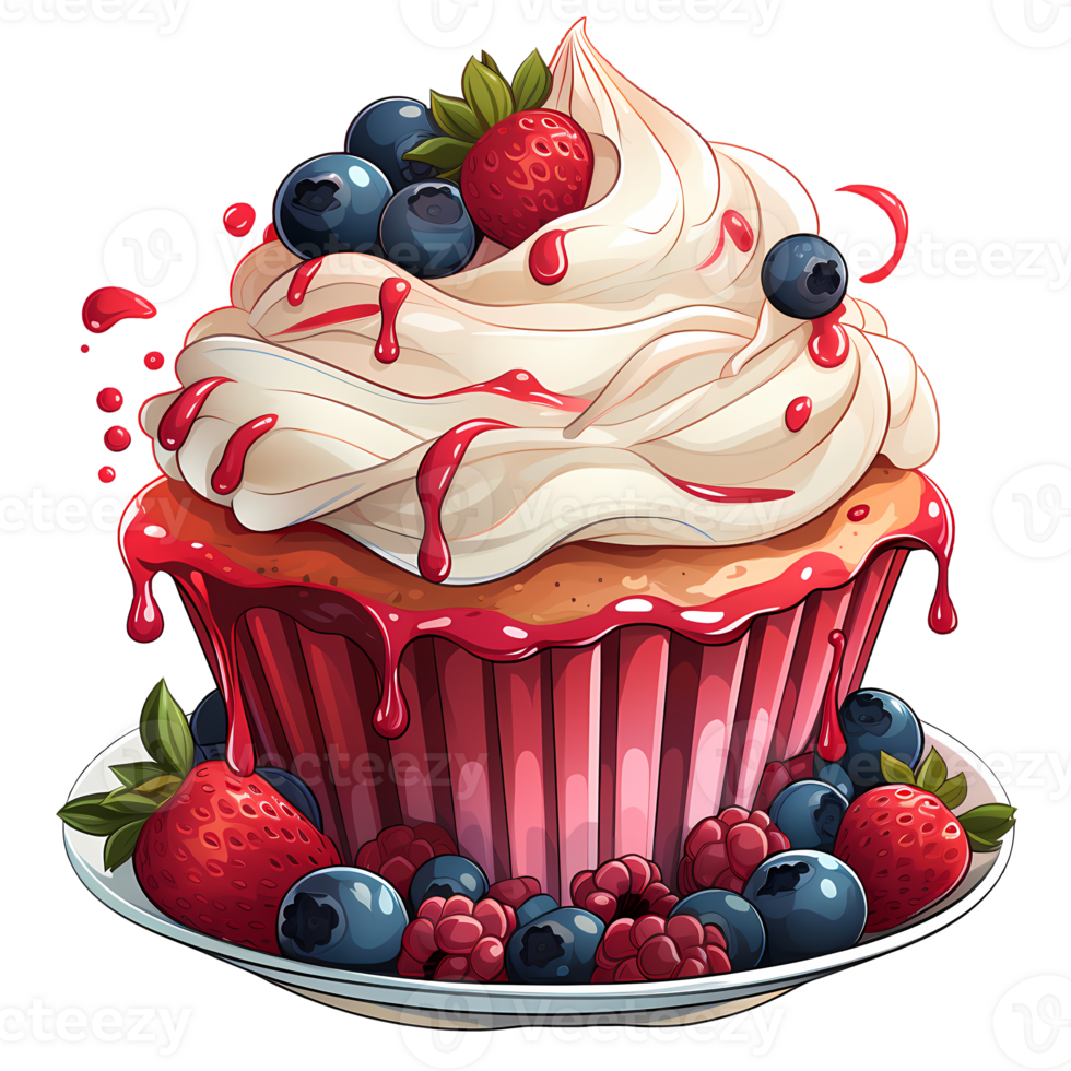 Fruit Cupcake Clipart Illustration AI Generative 27236765 PNG