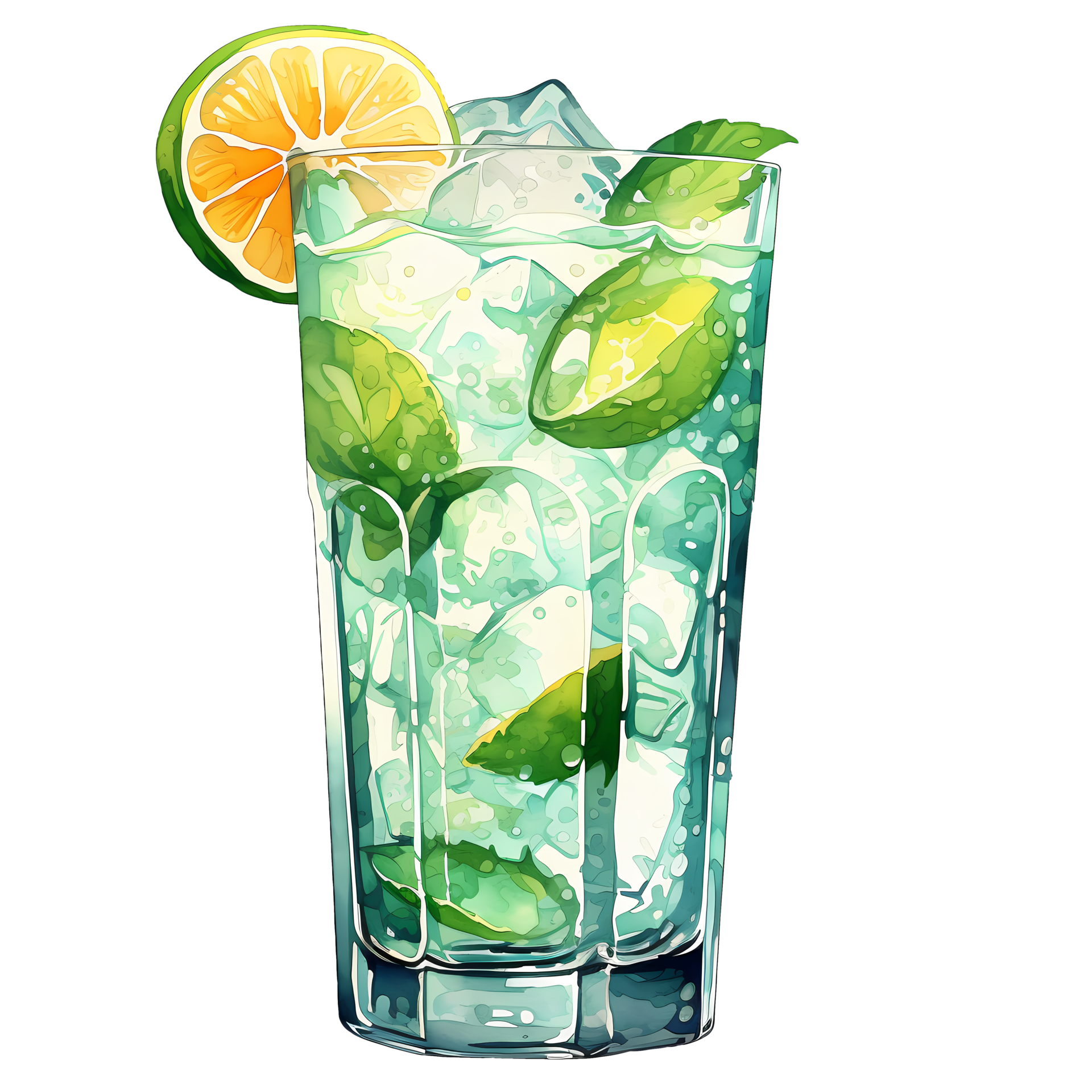 Mojito Cocktail Watercolor Clipart AI Generative 27237473 PNG