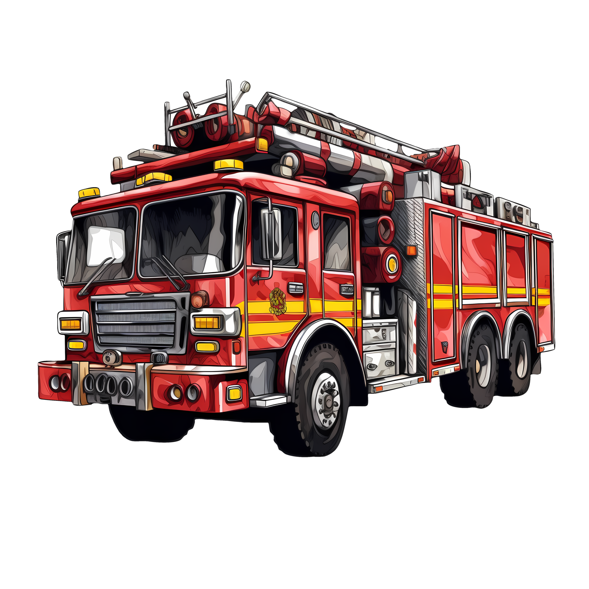 Cute Fire Truck Fireman Clipart Illustration AI Generative 27238568 PNG