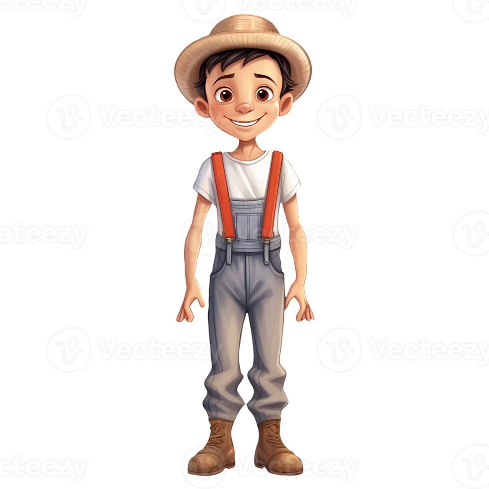 Cute Boy Farmer Clipart Illustration 27238607 PNG