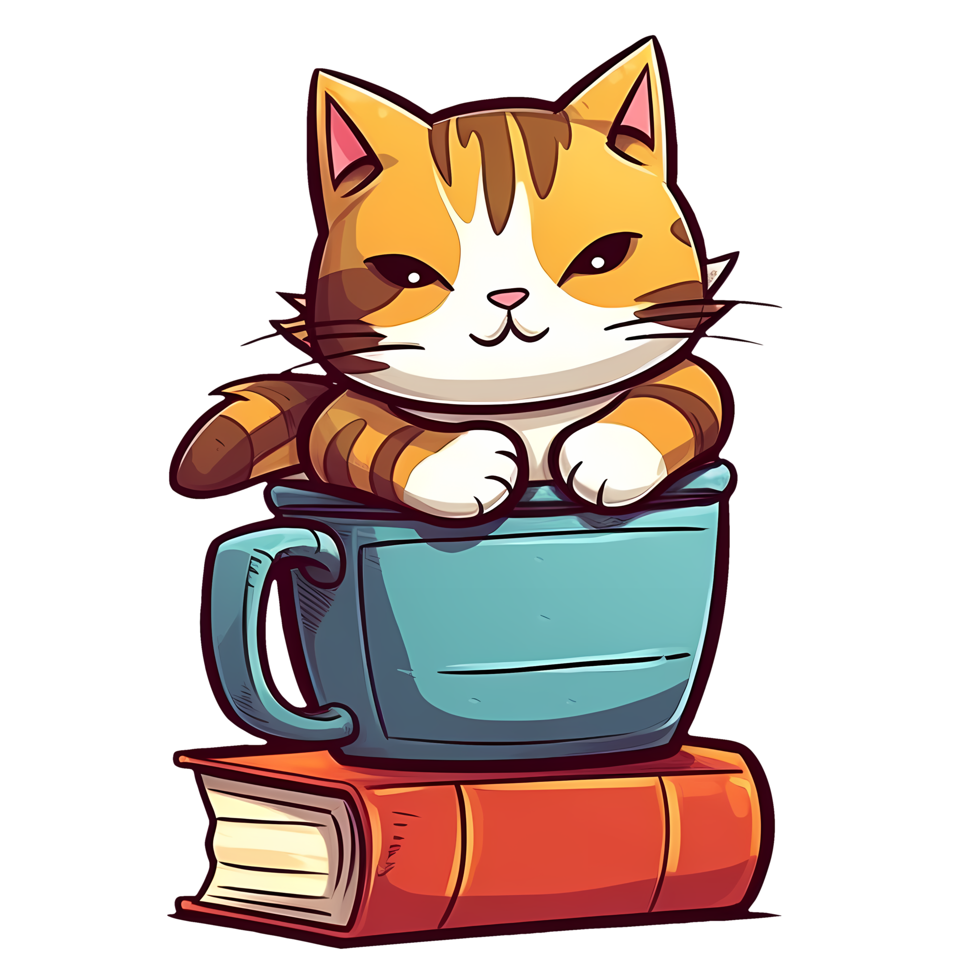Cute Cat Coffee Cup Clipart Illustration AI Generative 27238754 PNG